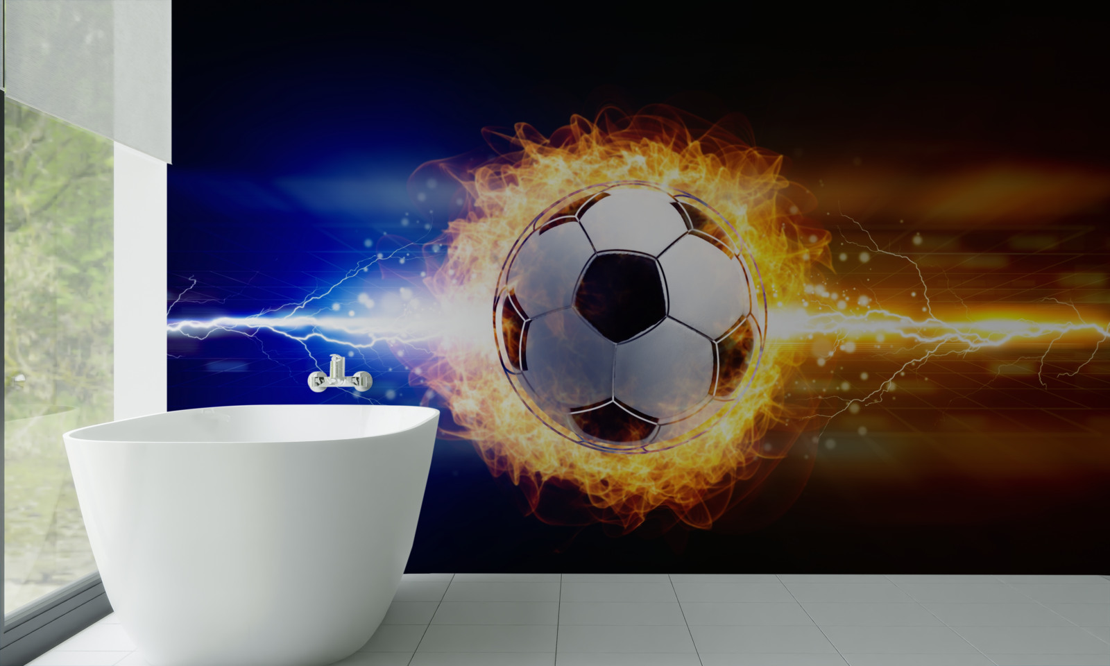 Фотошпалери футбол, охоплений полум'ям