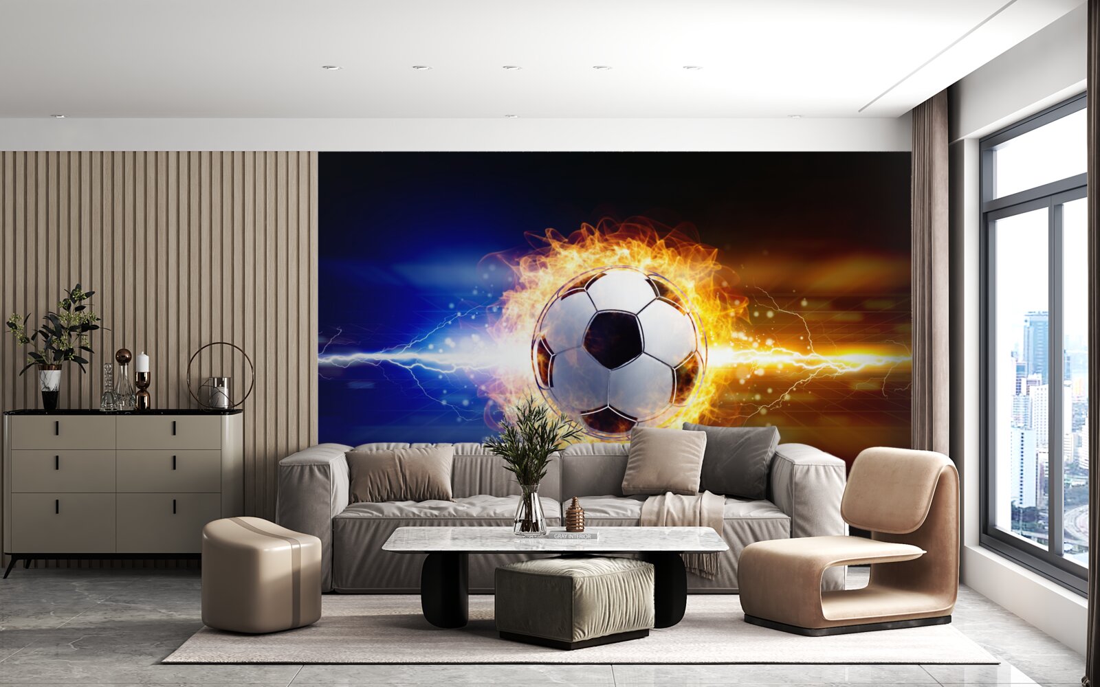 Фотошпалери футбол, охоплений полум'ям