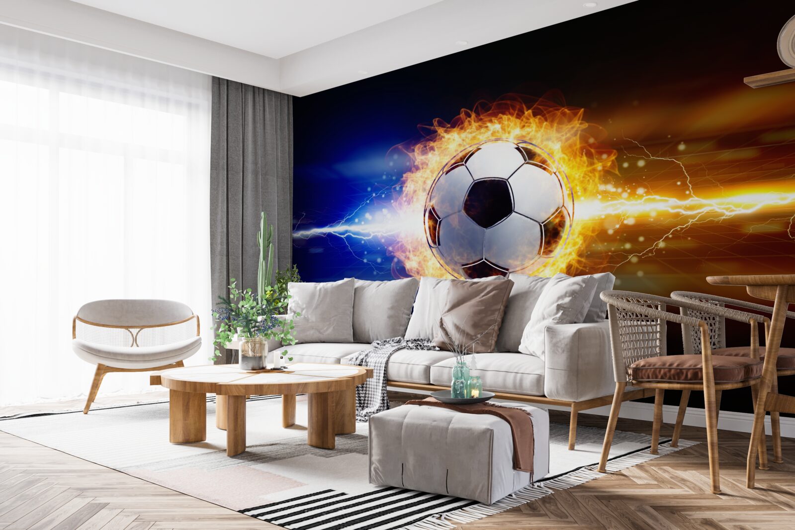 Фотошпалери футбол, охоплений полум'ям