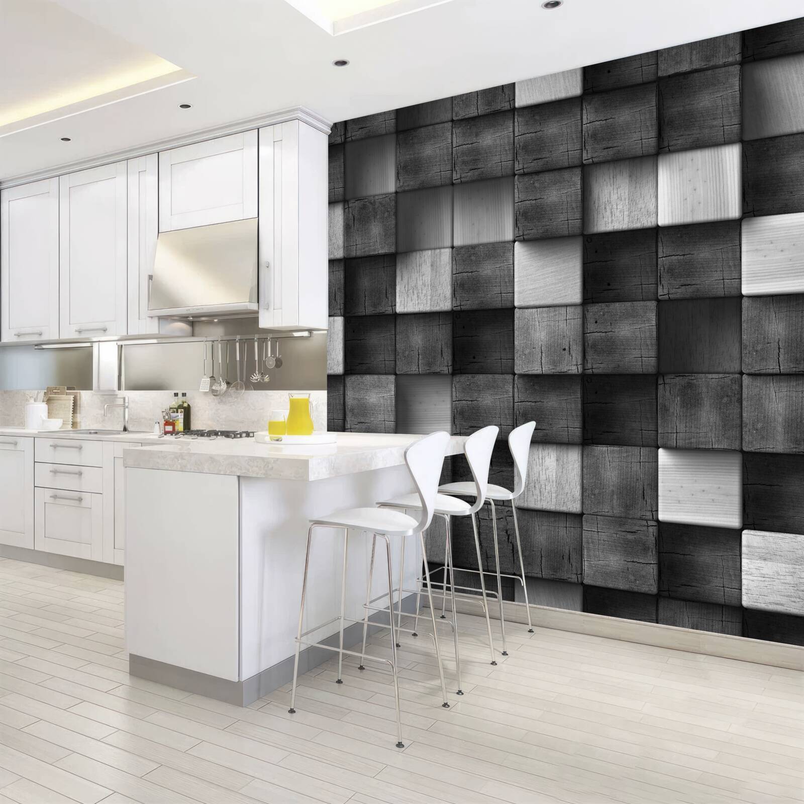 Фотошпалери чорно-білі 3d кубики