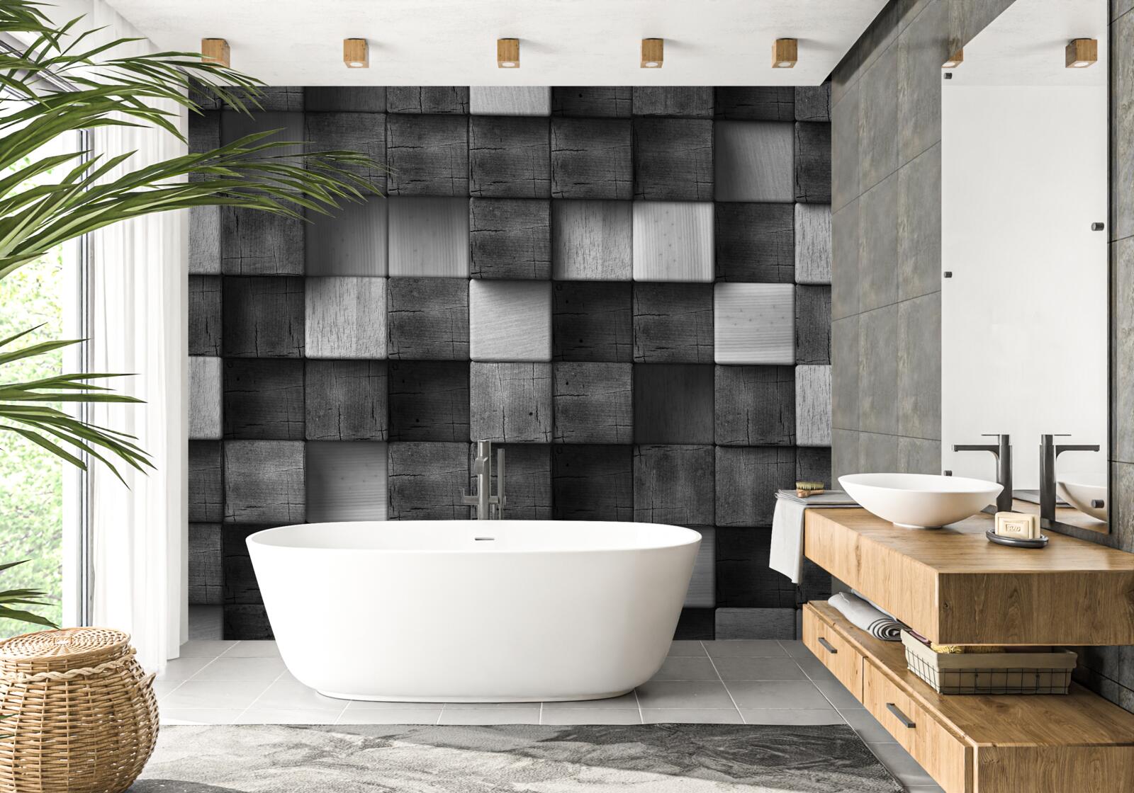 Фотошпалери чорно-білі 3d кубики