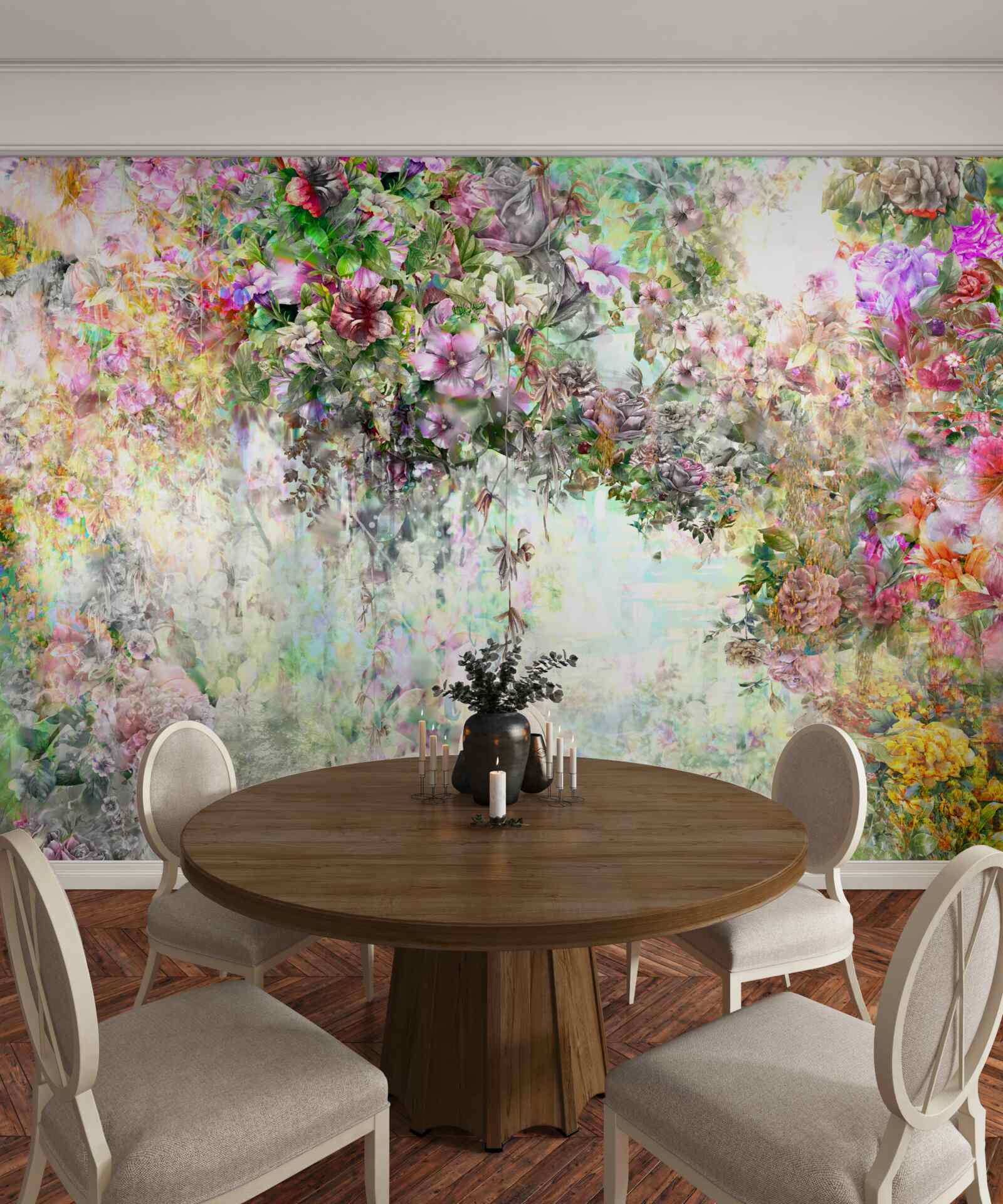 Фотошпалери мальовнича літня стежка, всіяна квітами в лісі