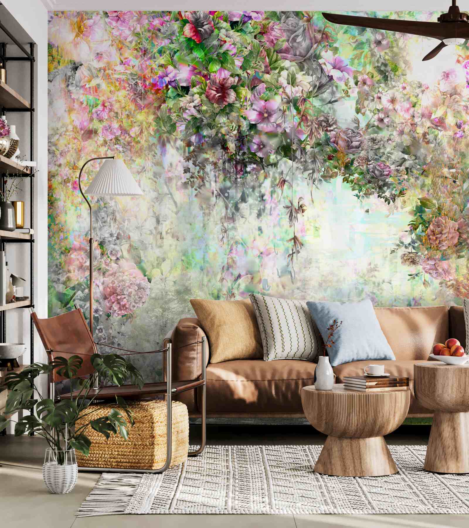 Фотошпалери мальовнича літня стежка, всіяна квітами в лісі