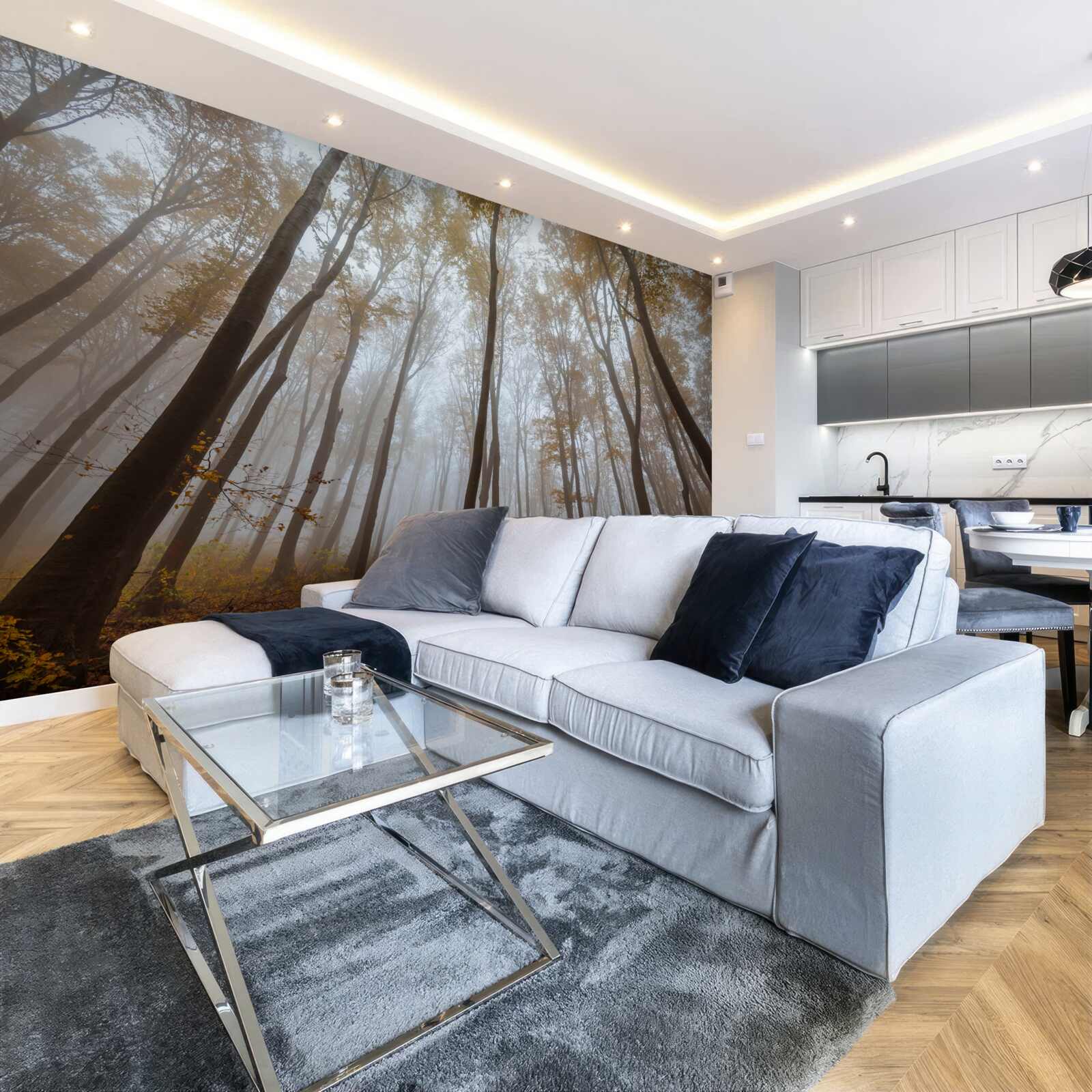 Фотошпалери стрункі, високі дерева восени