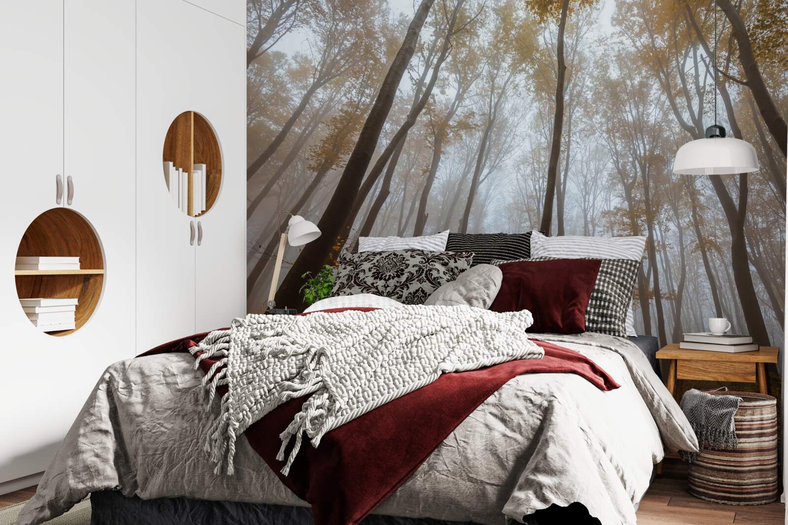 Фотошпалери стрункі, високі дерева восени