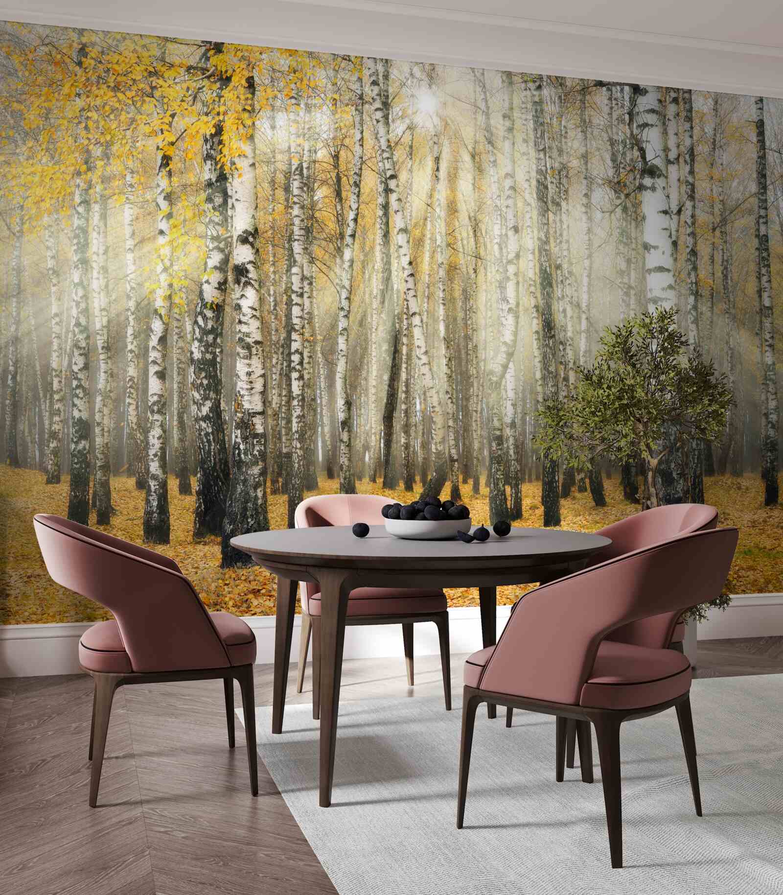 Фотошпалери Опале березове листя в осінньому лісі