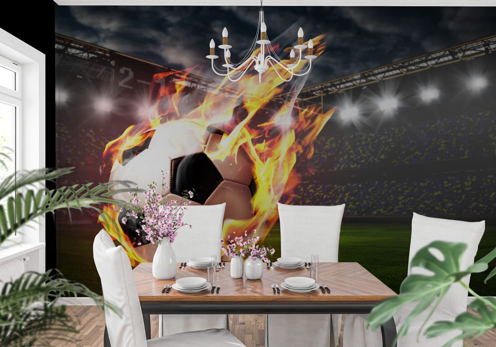 Фотошпалери полум'яний футбольний м'яч