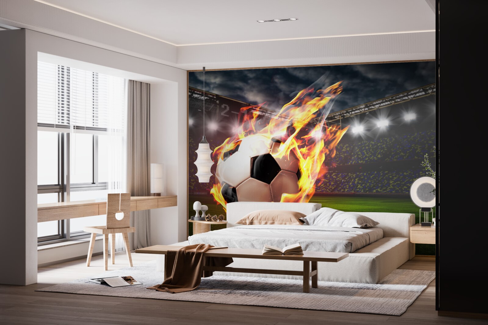 Фотошпалери полум'яний футбольний м'яч