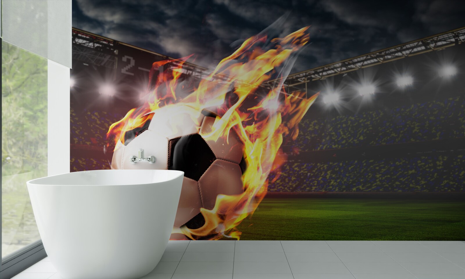 Фотошпалери полум'яний футбольний м'яч