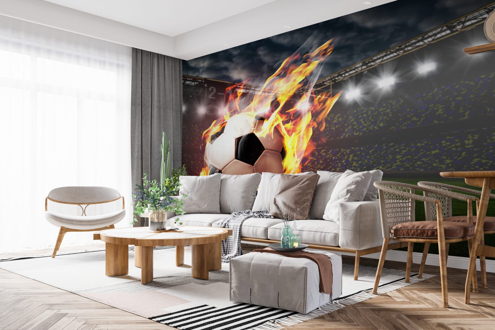 Фотошпалери полум'яний футбольний м'яч