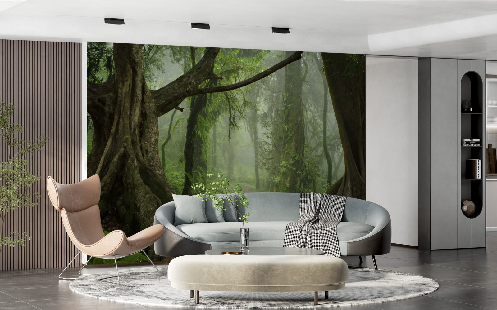 Фотошпалери містична стежка, оточена густим лісом