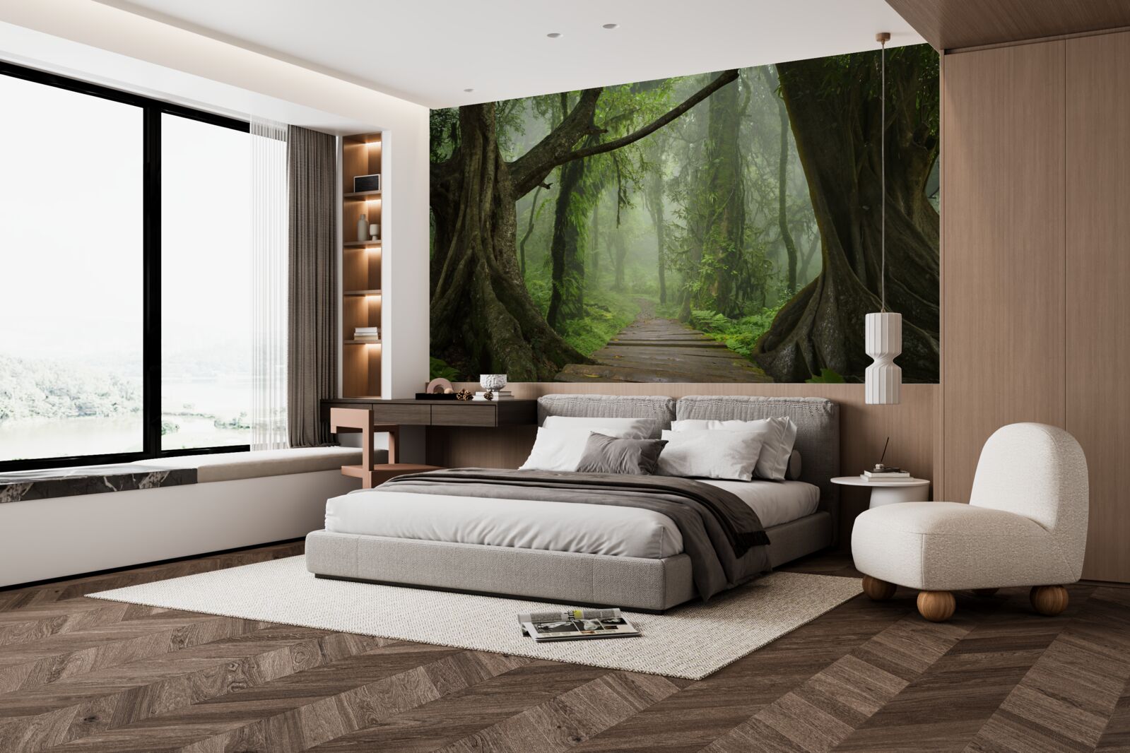 Фотошпалери містична стежка, оточена густим лісом