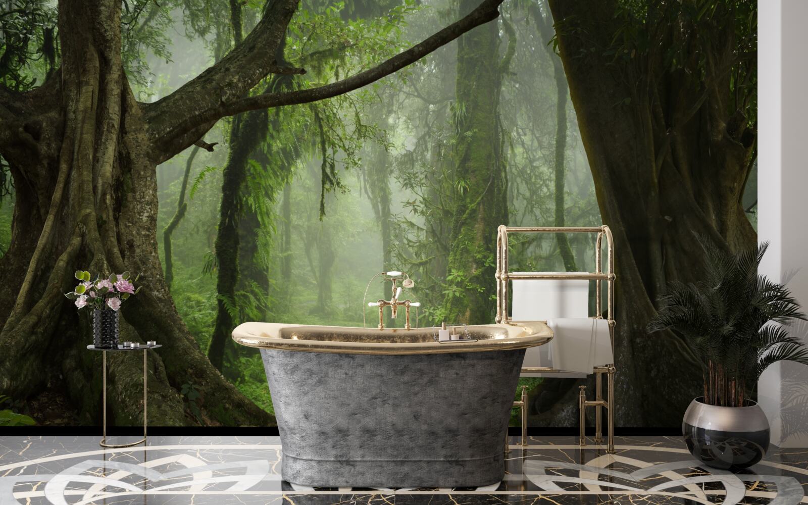 Фотошпалери містична стежка, оточена густим лісом