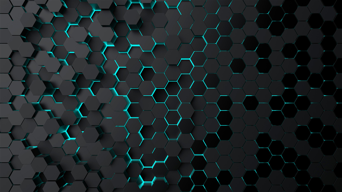 Фотошпалери неонові чорні стільники