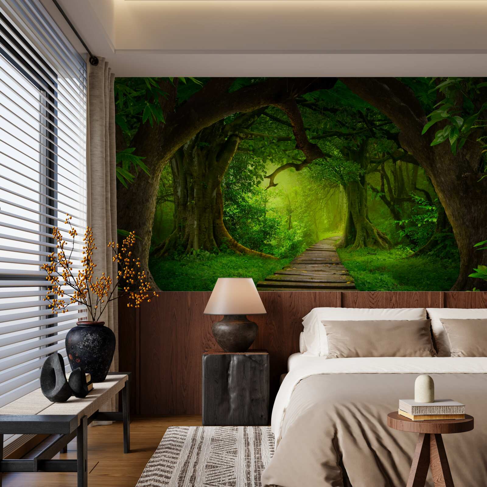 Фотошпалери чиста стежка серед вікових дерев лісу