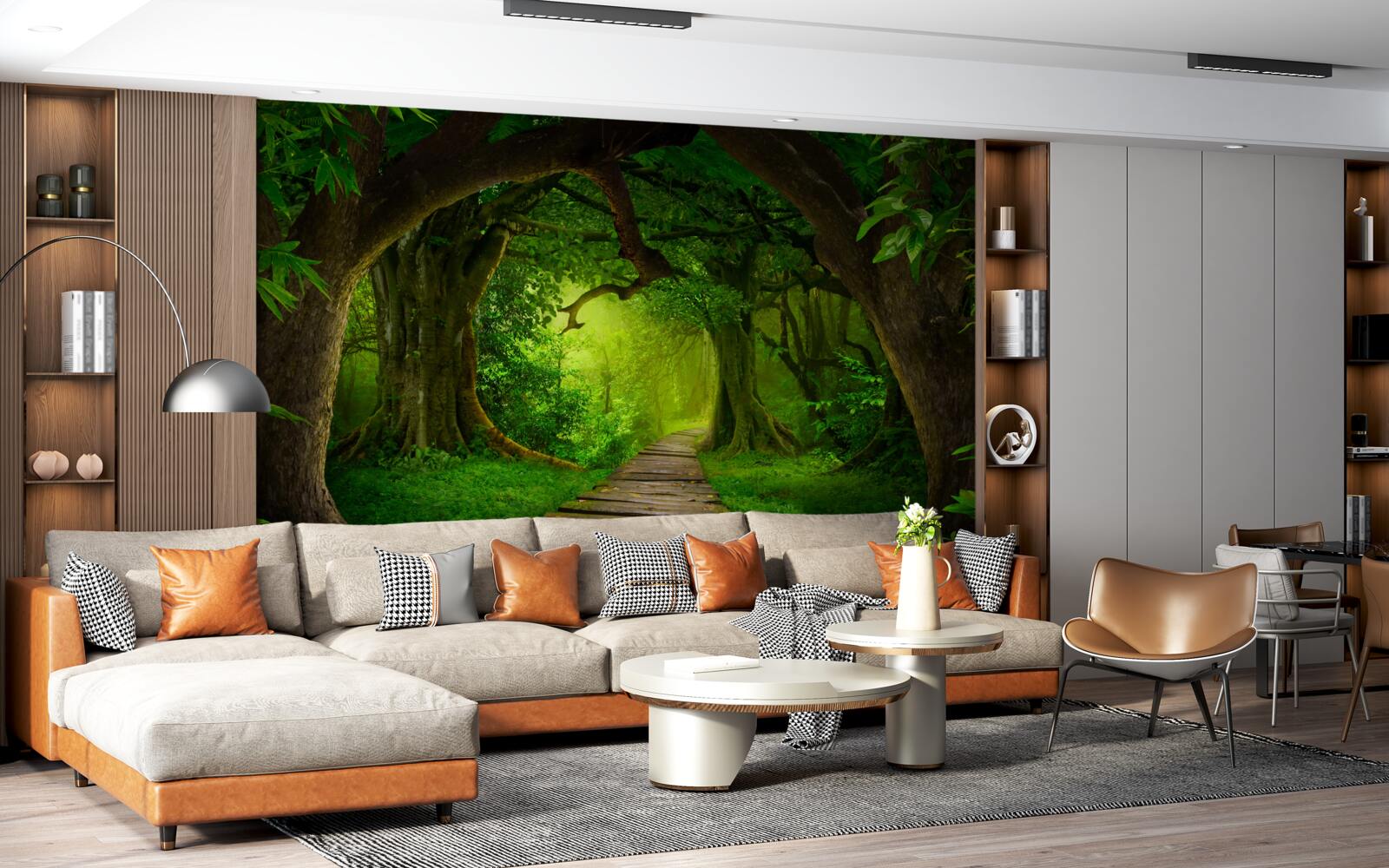 Фотошпалери чиста стежка серед вікових дерев лісу