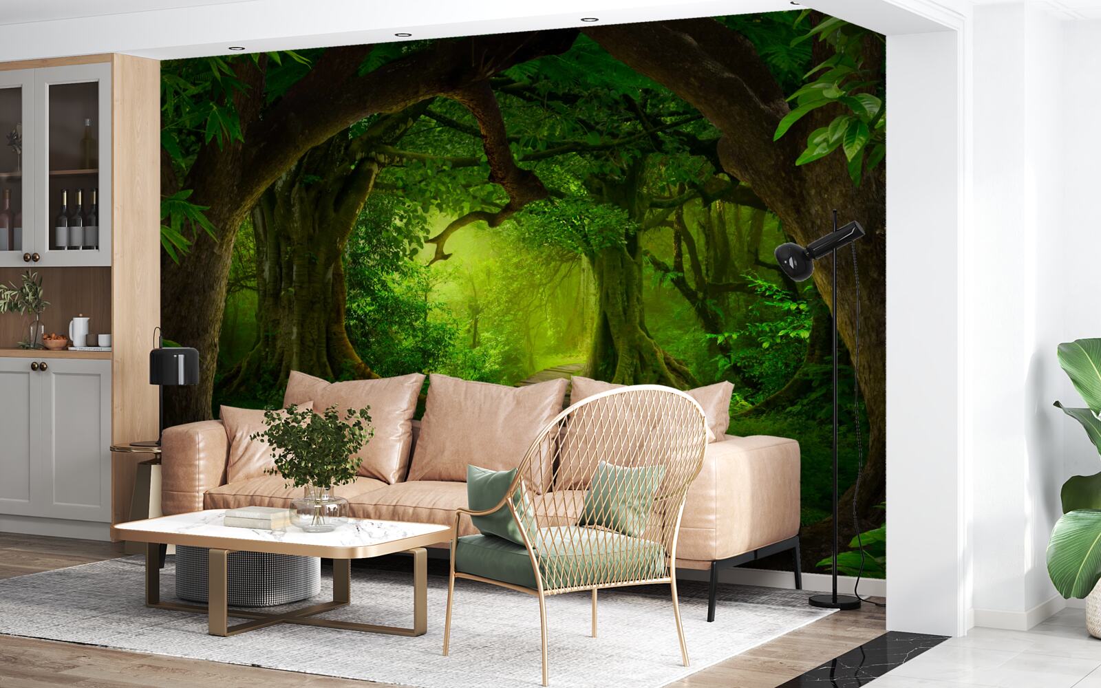 Фотошпалери чиста стежка серед вікових дерев лісу