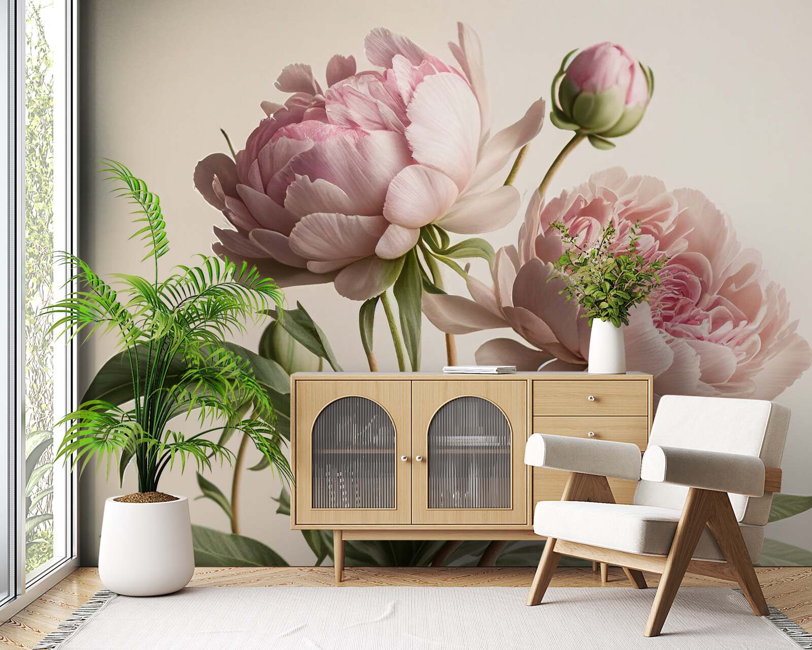 Фотошпалери набір яскравих півоній