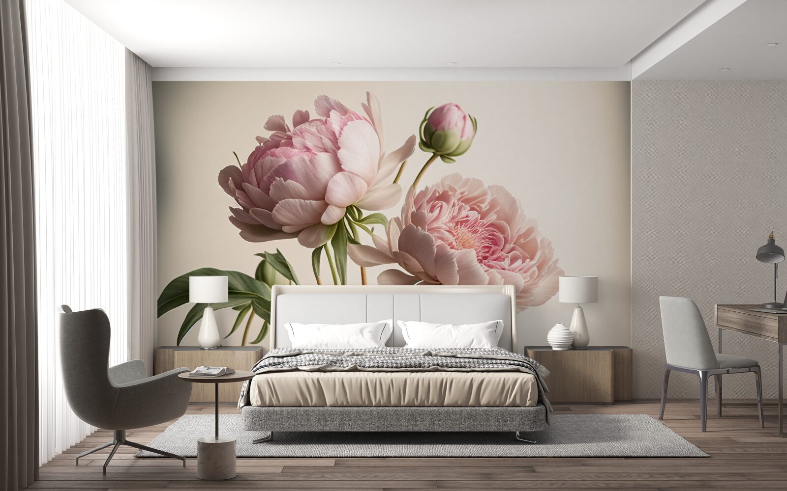 Фотошпалери набір яскравих півоній