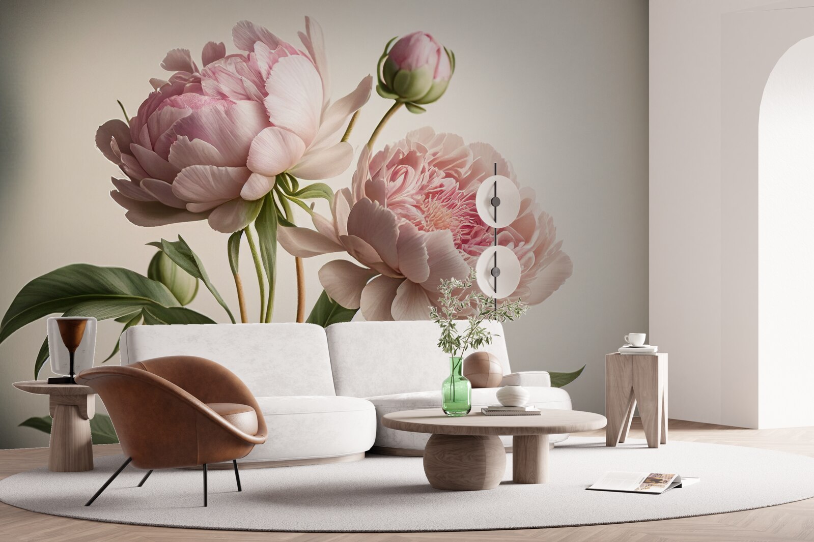 Фотошпалери набір яскравих півоній