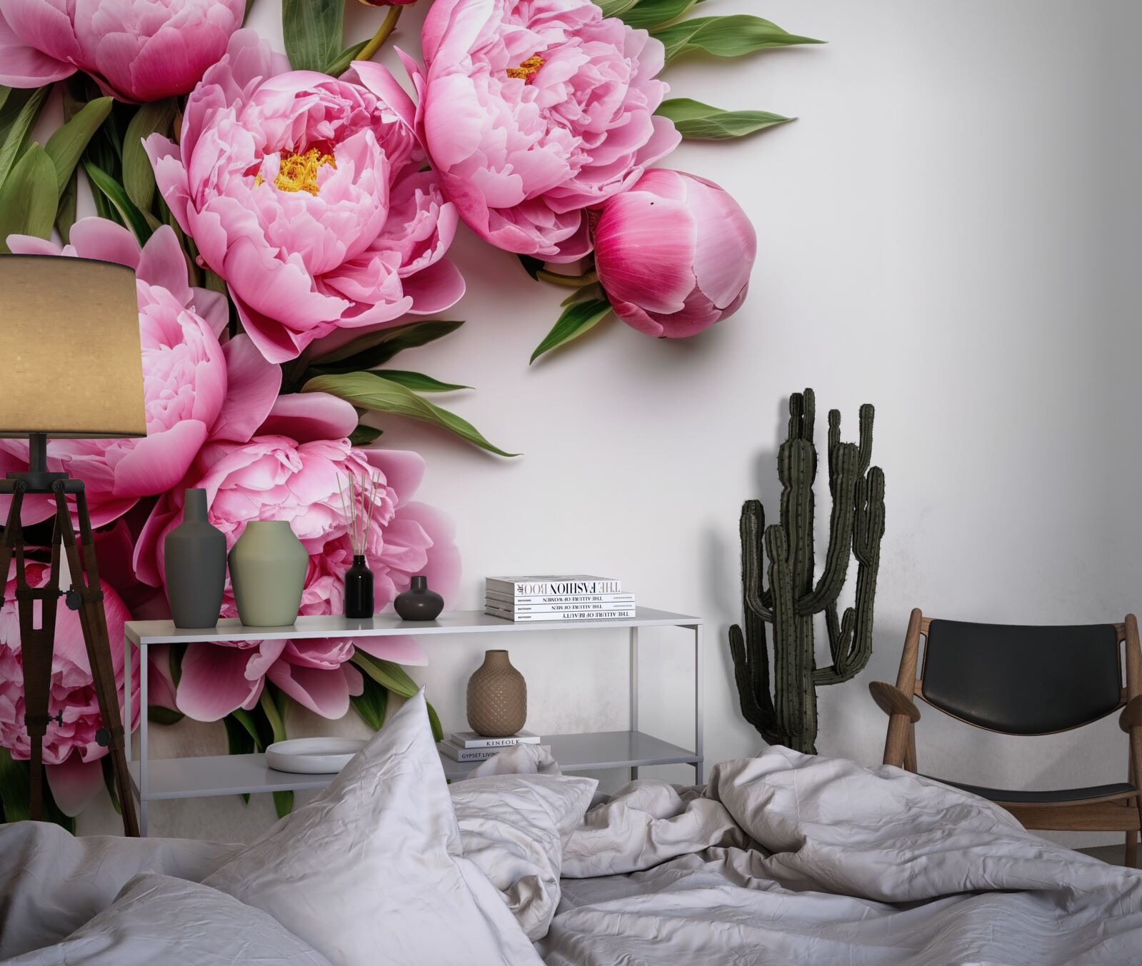 Фотошпалери великі суцвіття рожевих півоній