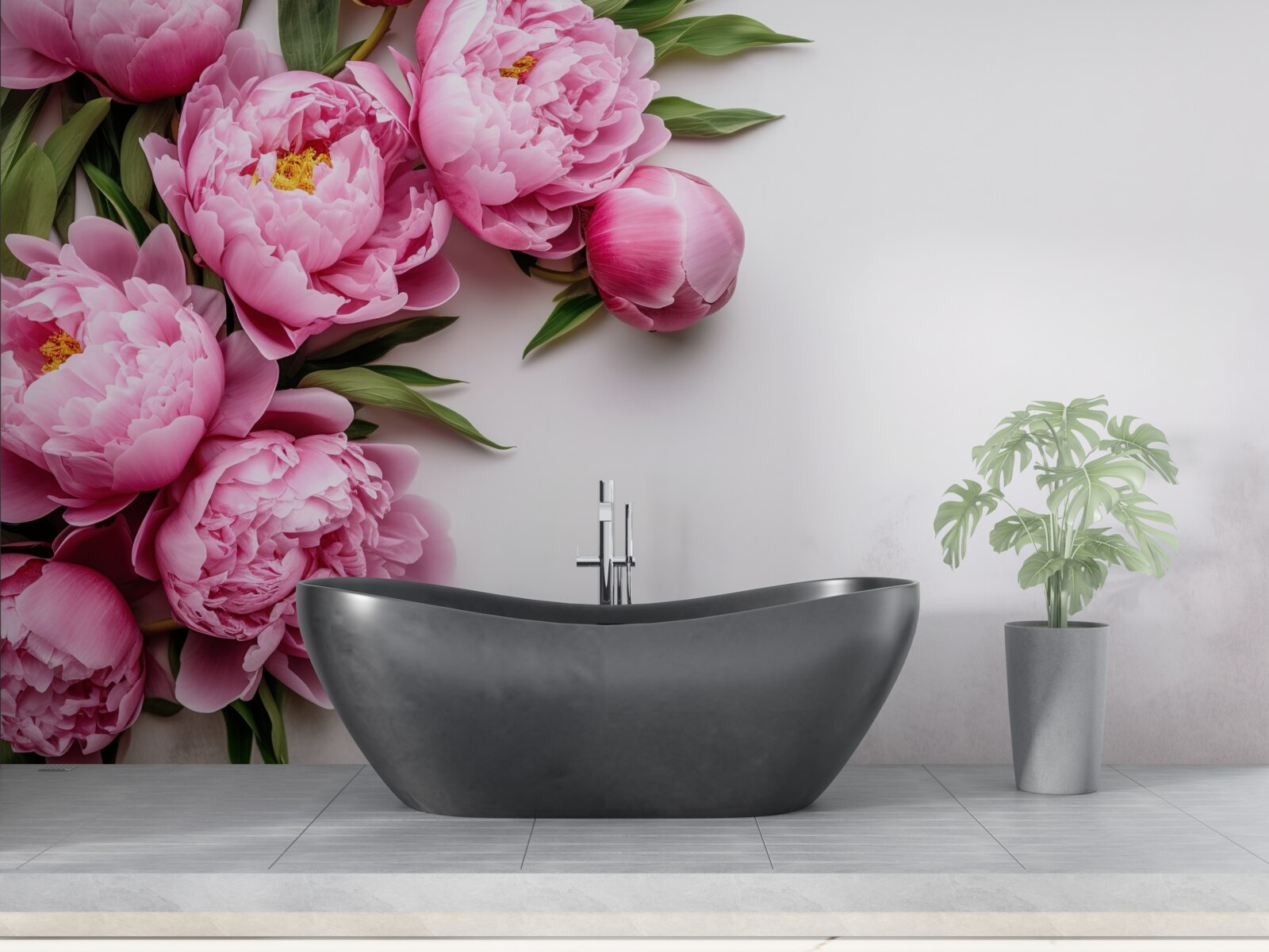 Фотошпалери великі суцвіття рожевих півоній