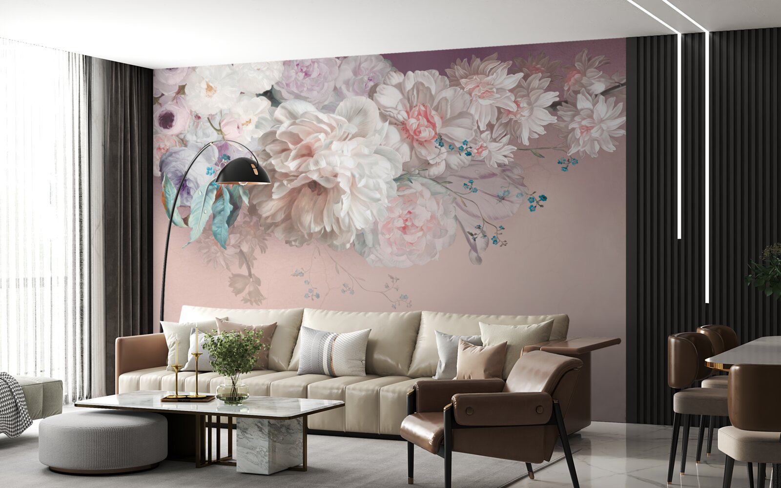 Фотошпалери на одній гілочці розвиваються ніжні, світлі бутони