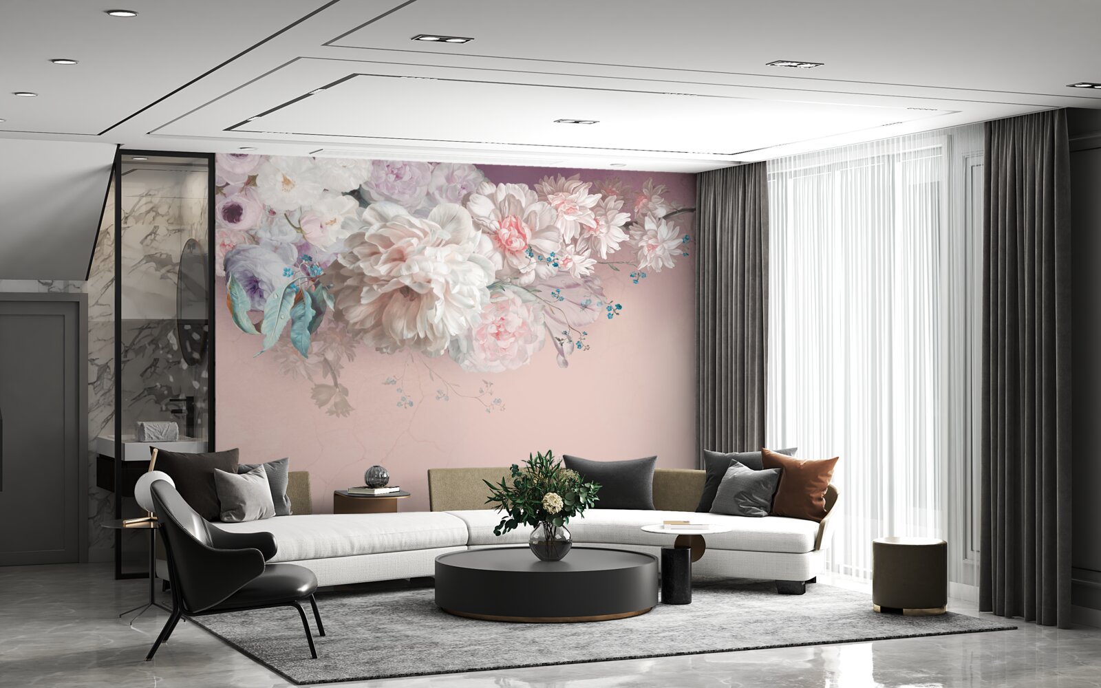 Фотошпалери на одній гілочці розвиваються ніжні, світлі бутони