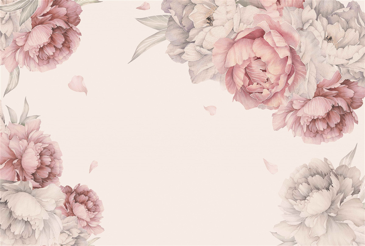 Фотошпалери великі гілки рожевих півоній