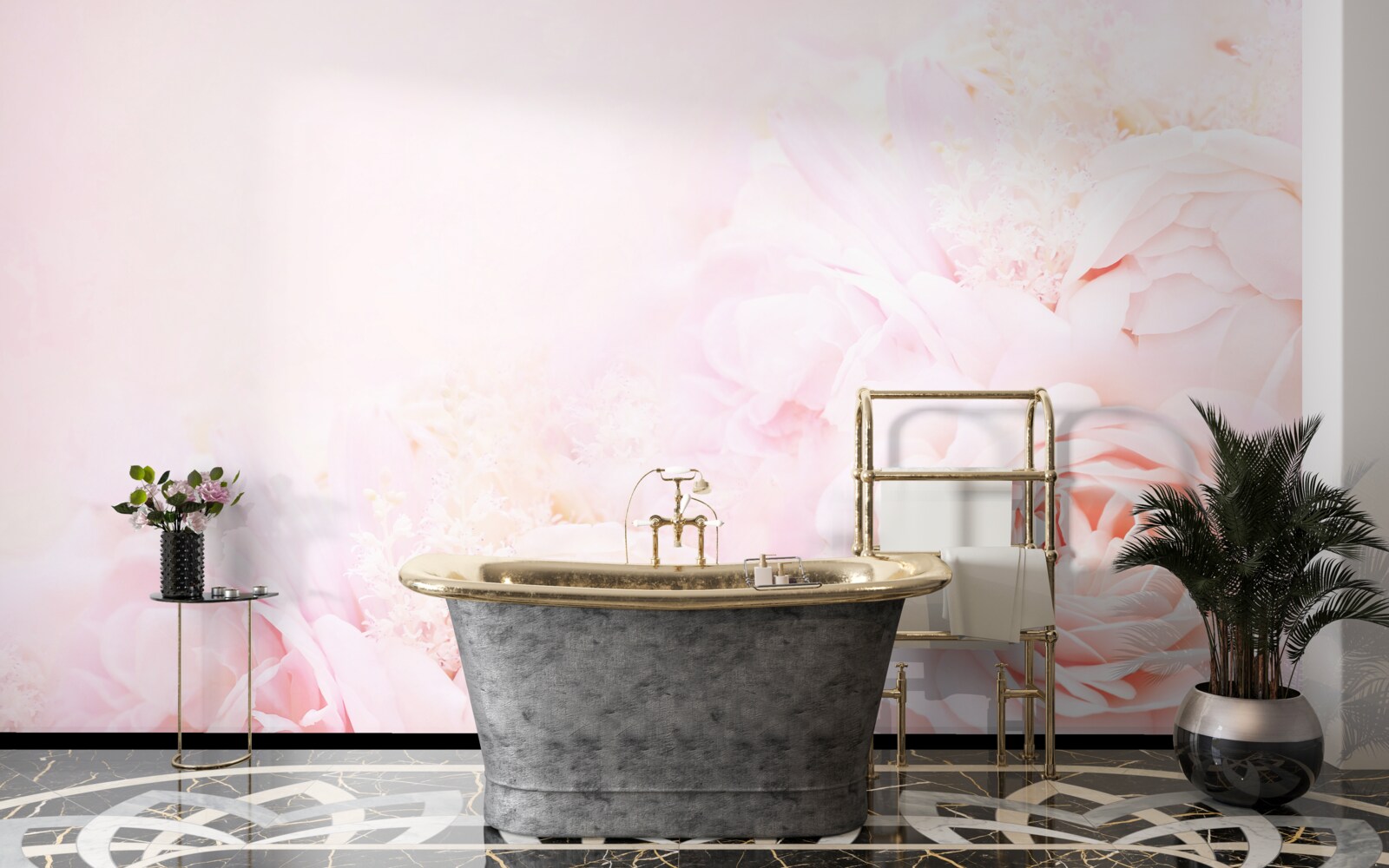 Фотошпалери ніжно-рожеві квіти троянд