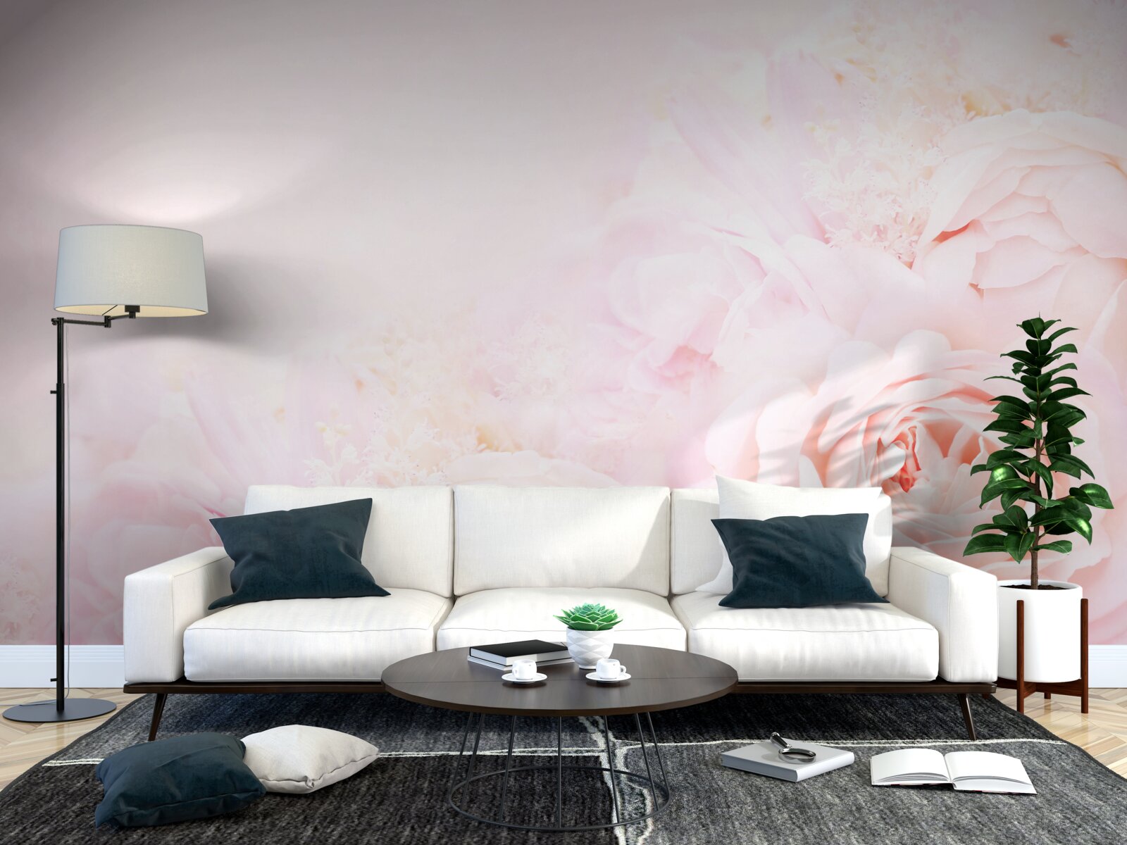 Фотошпалери ніжно-рожеві квіти троянд