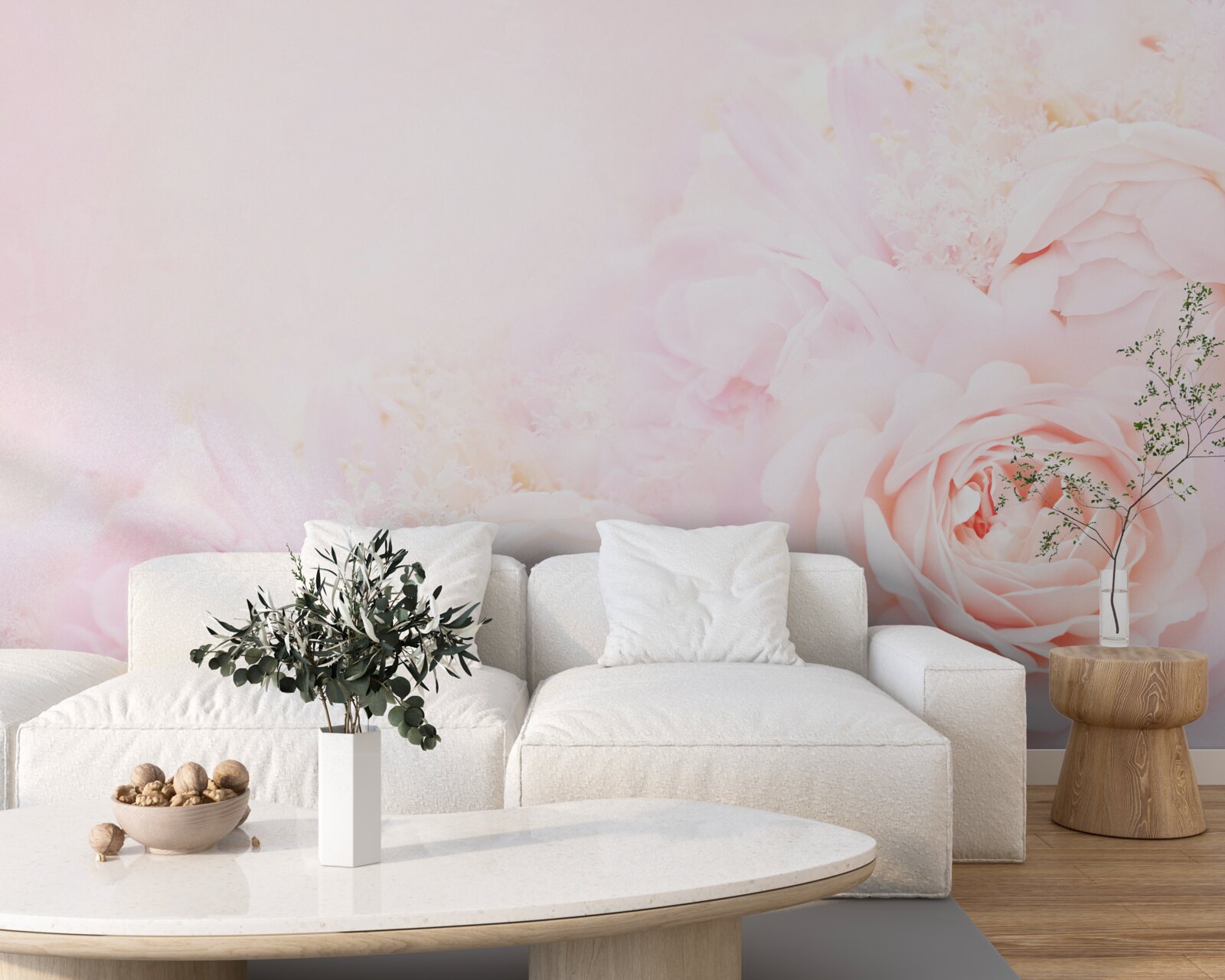 Фотошпалери ніжно-рожеві квіти троянд