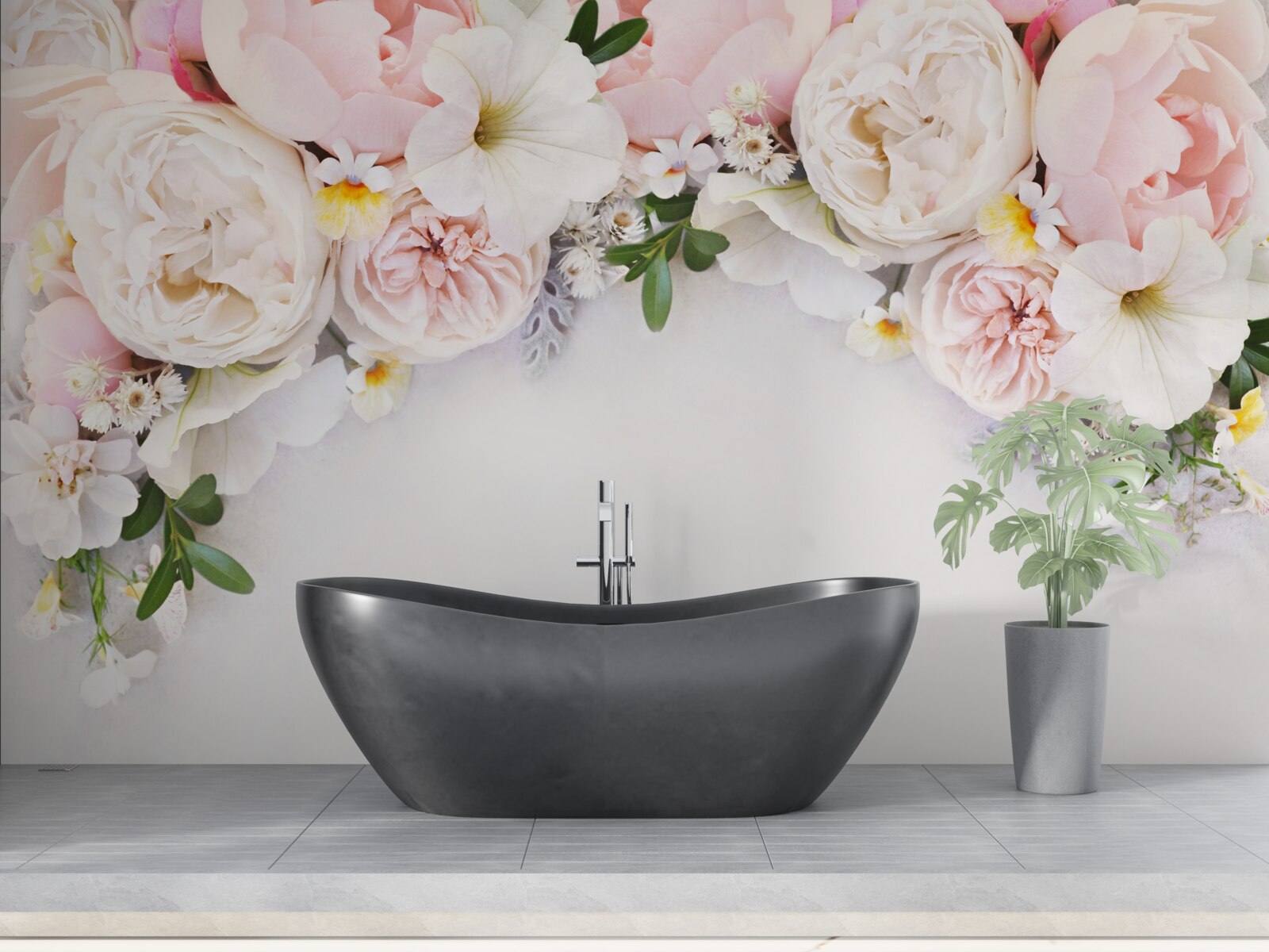 Фотошпалери гілка великих півоній світло-рожевого кольору