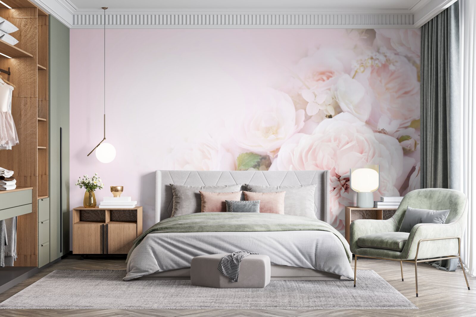 Фотошпалери яскраве тло прикрашене ніжними квітами