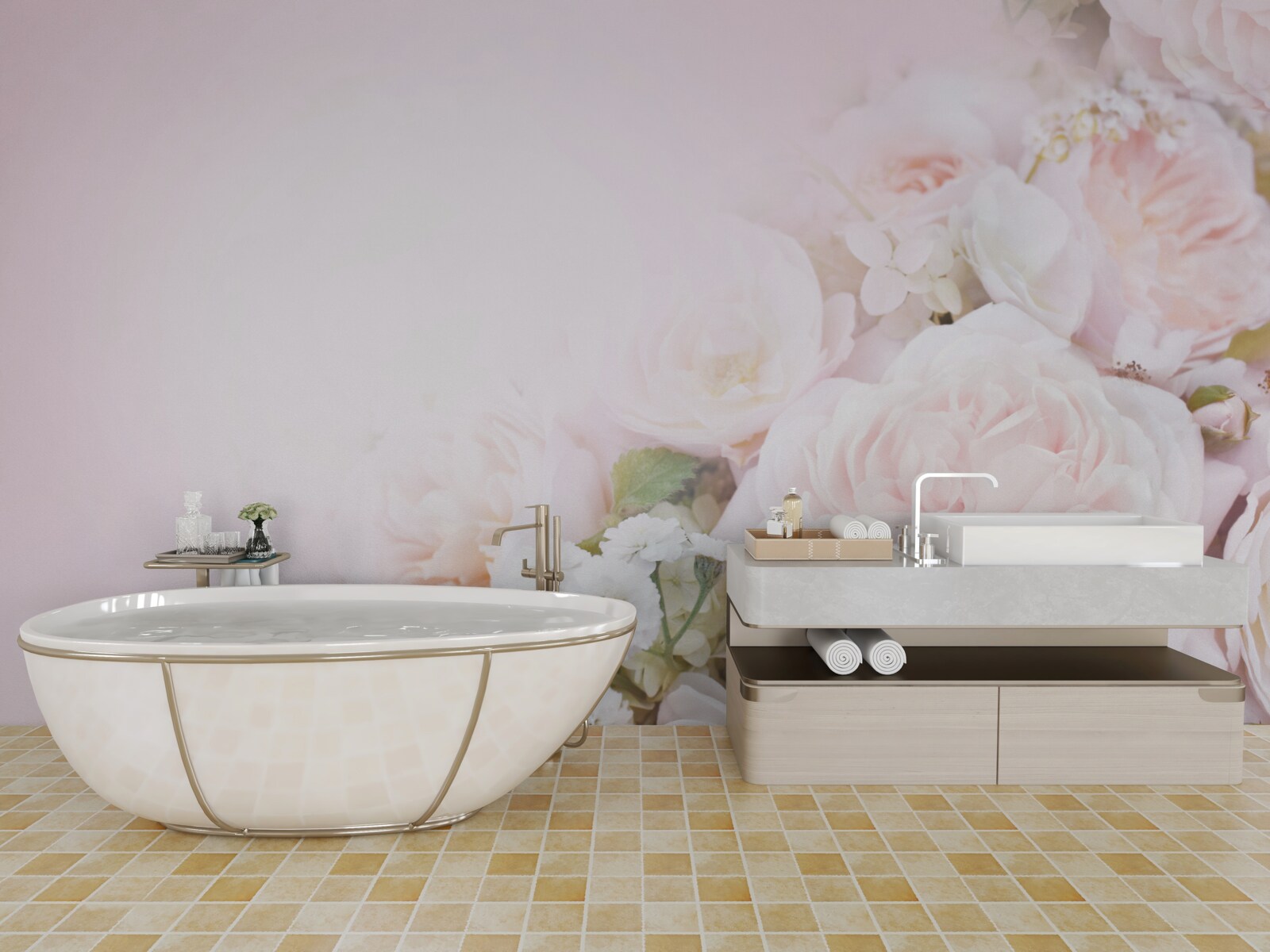 Фотошпалери яскраве тло прикрашене ніжними квітами