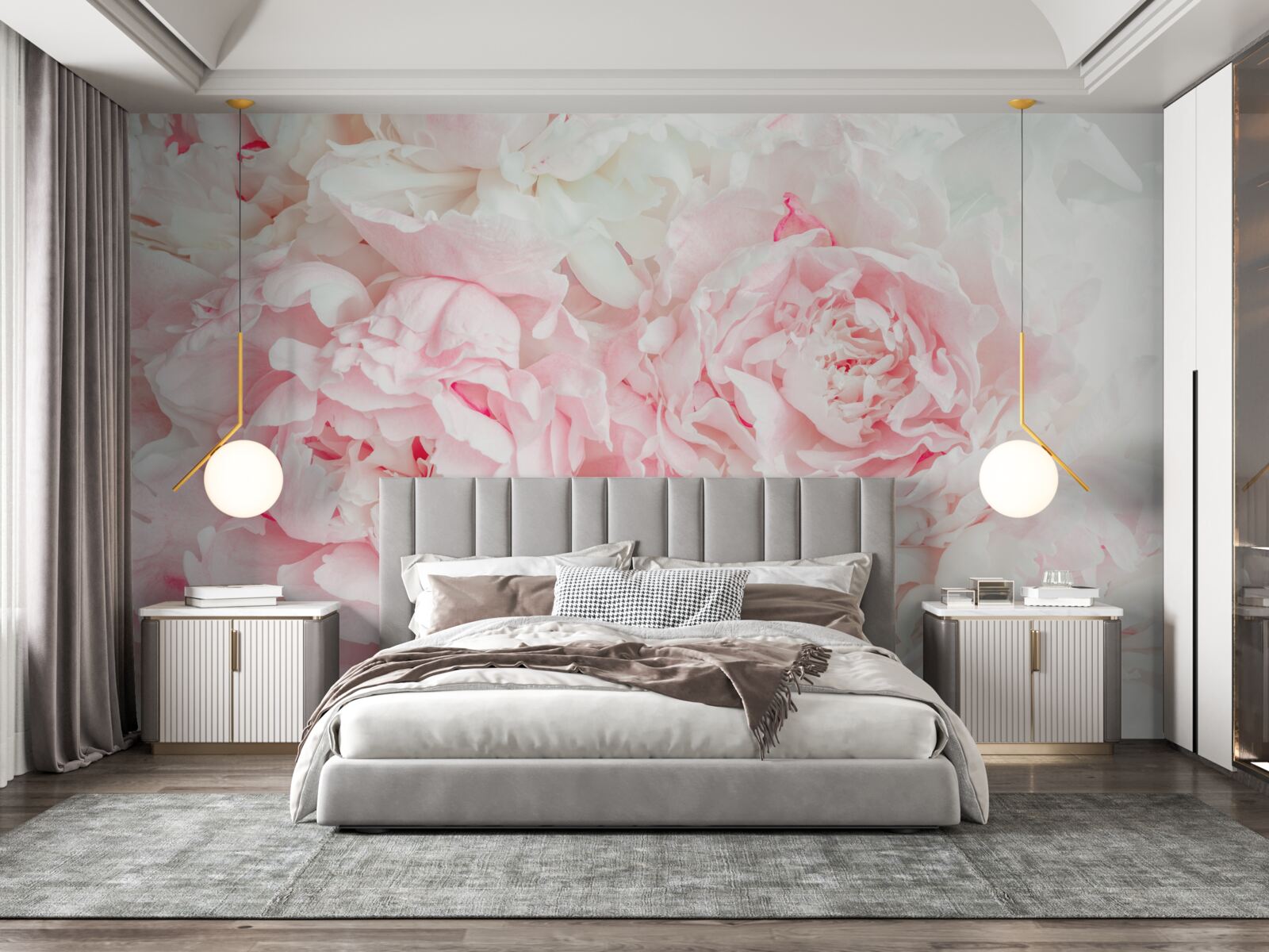 Фотошпалери білі квіти з великим листям