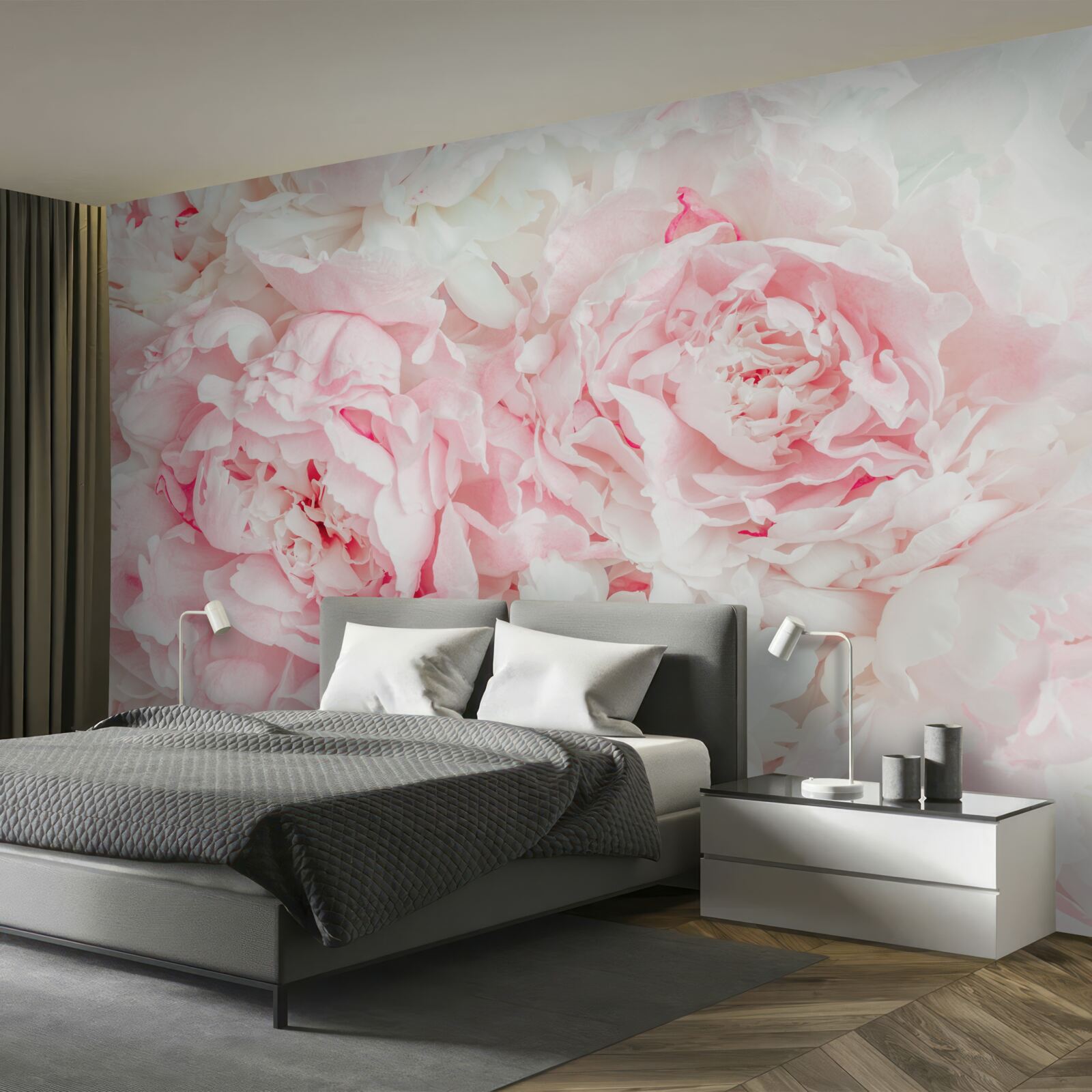 Фотошпалери білі квіти з великим листям