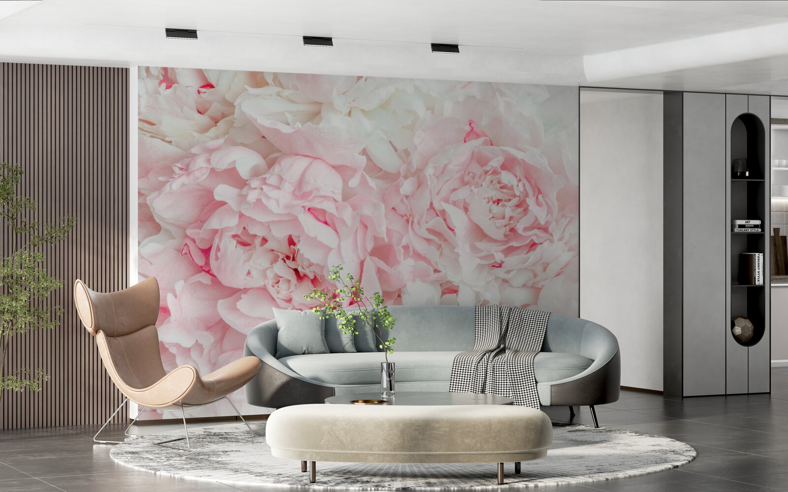 Фотошпалери білі квіти з великим листям