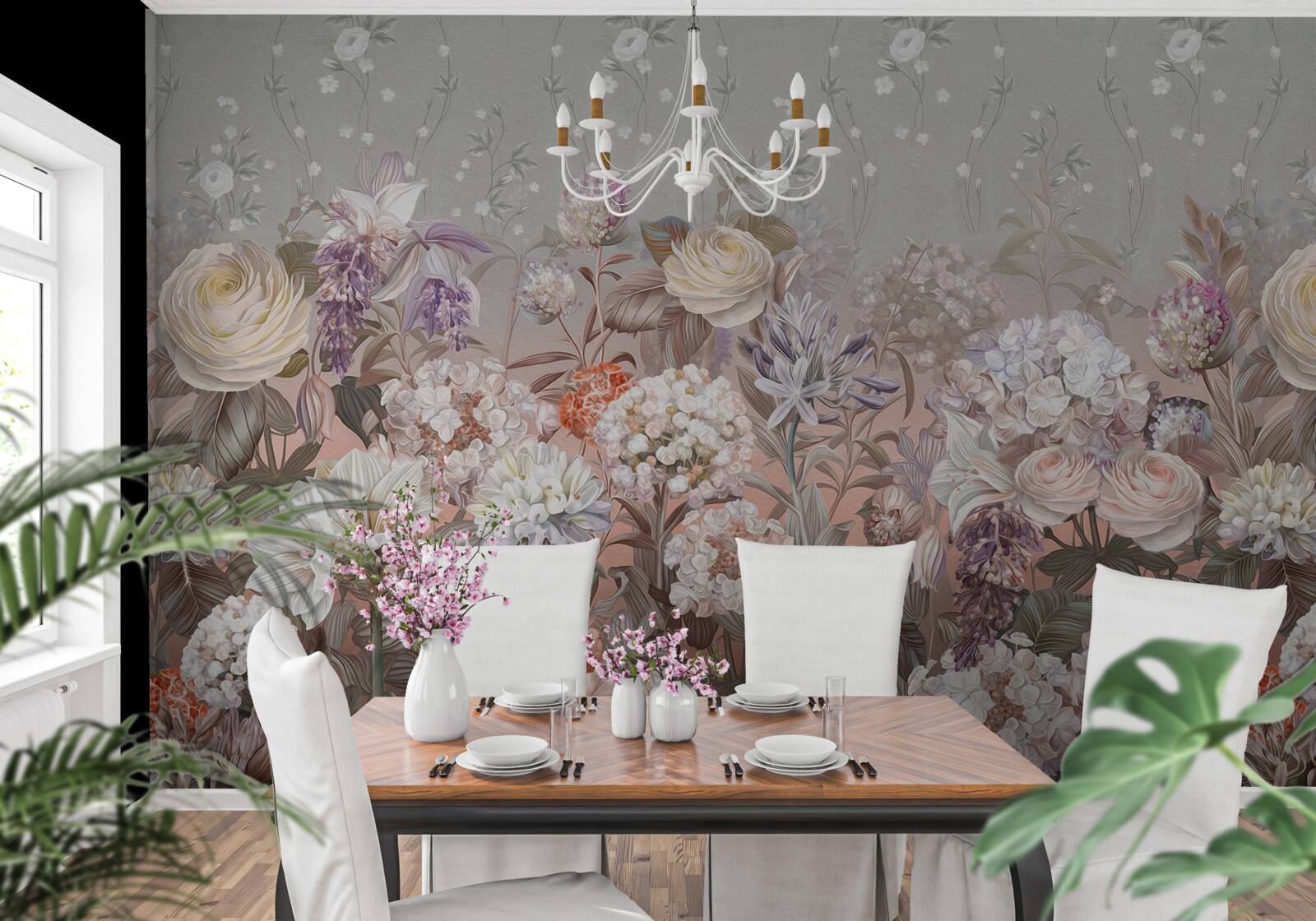 Фотошпалери квіти на лузі під нічним небом