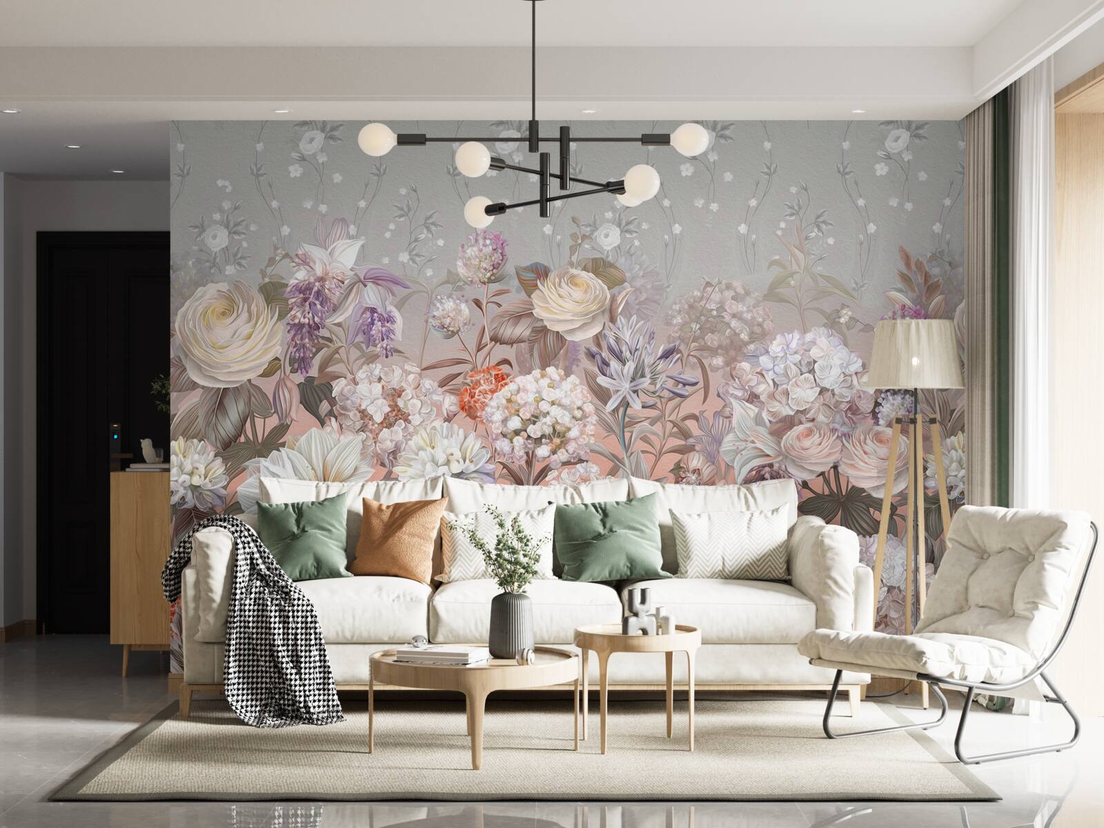 Фотошпалери квіти на лузі під нічним небом