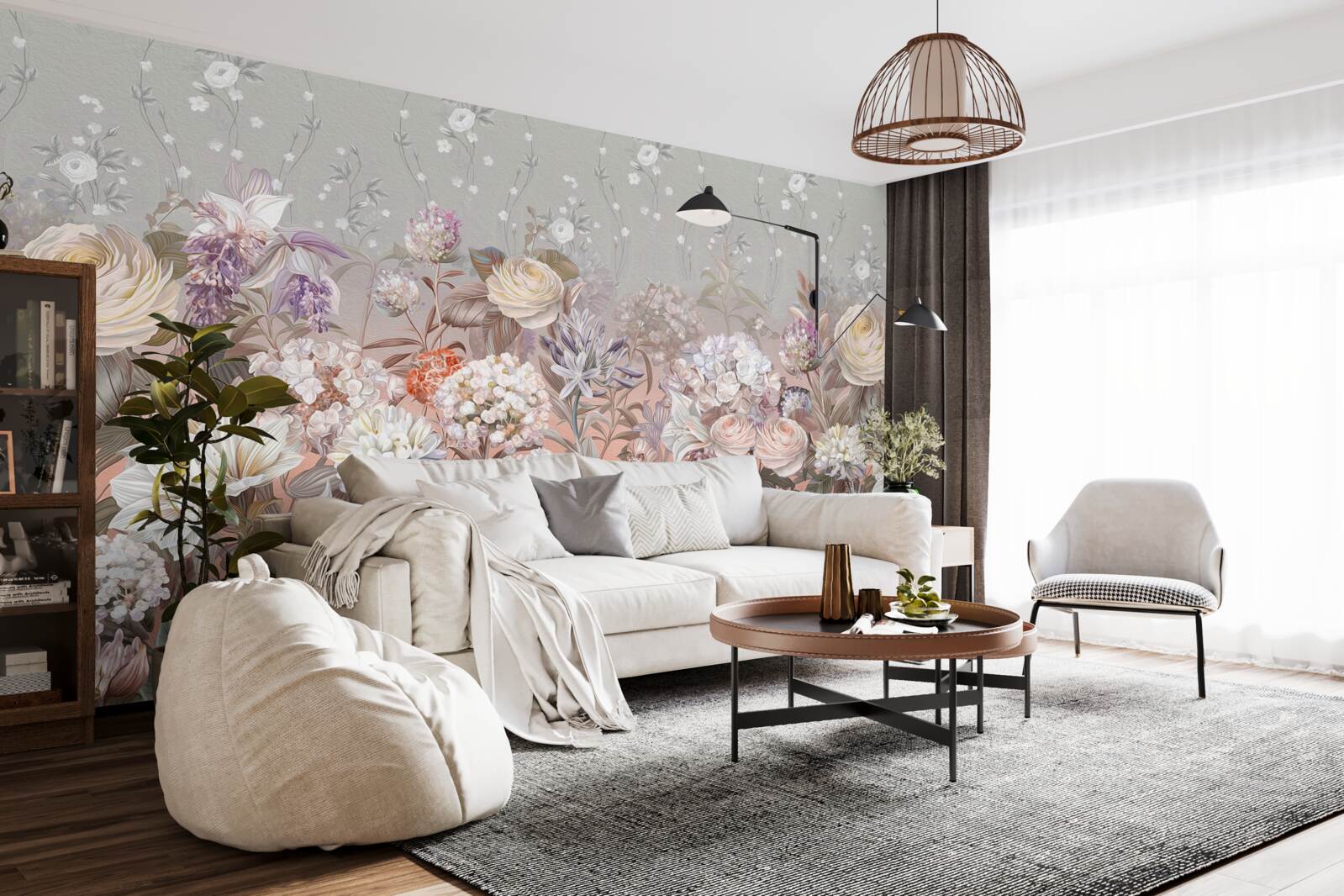 Фотошпалери квіти на лузі під нічним небом