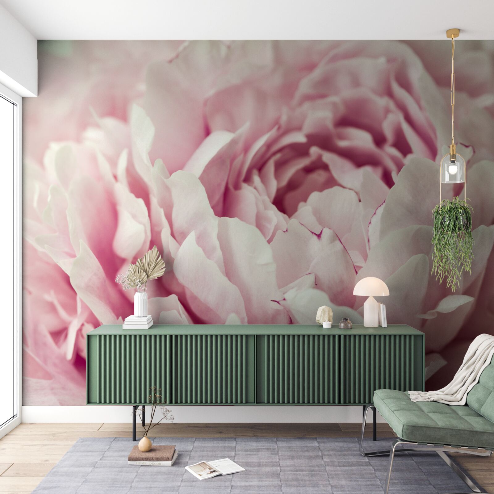 Фотошпалери м'яке листя рожевої квітки