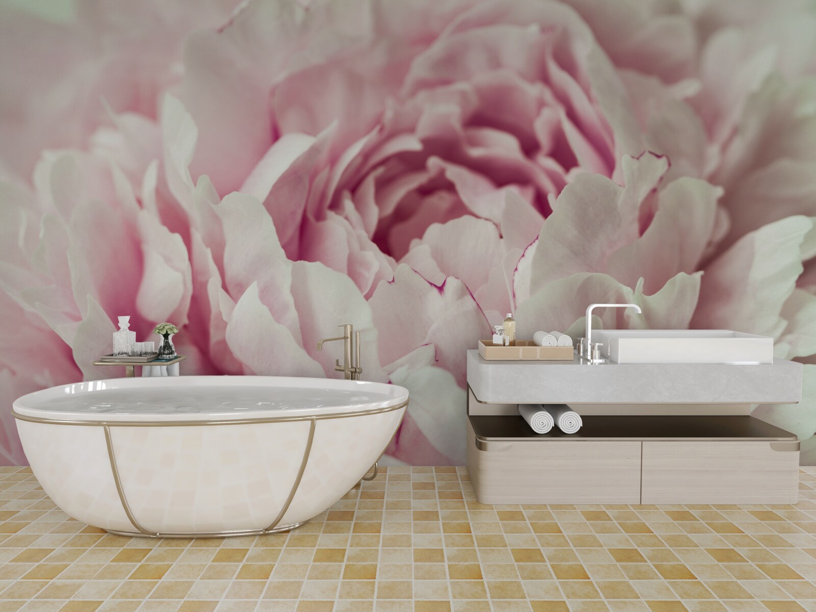 Фотошпалери м'яке листя рожевої квітки