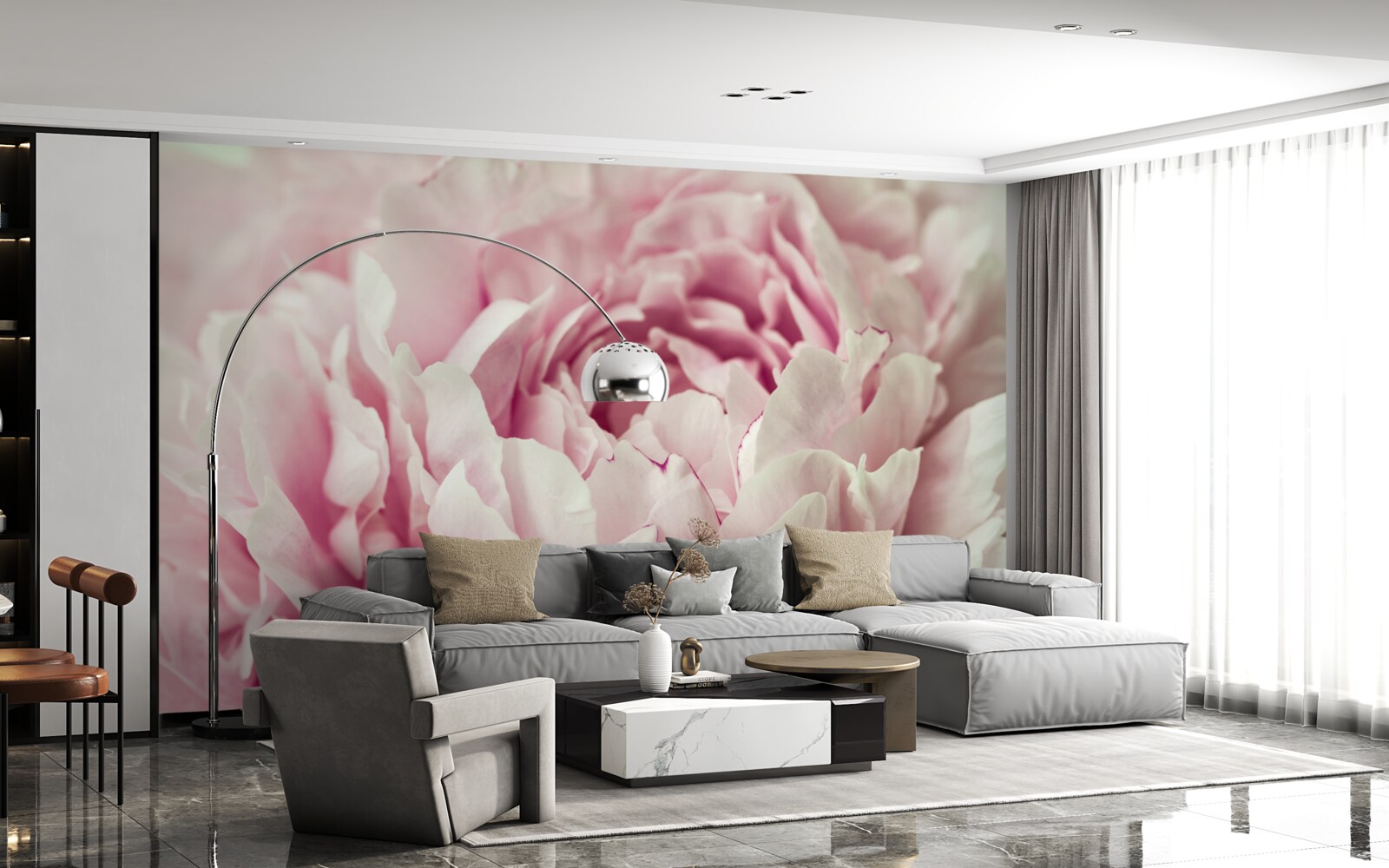 Фотошпалери м'яке листя рожевої квітки