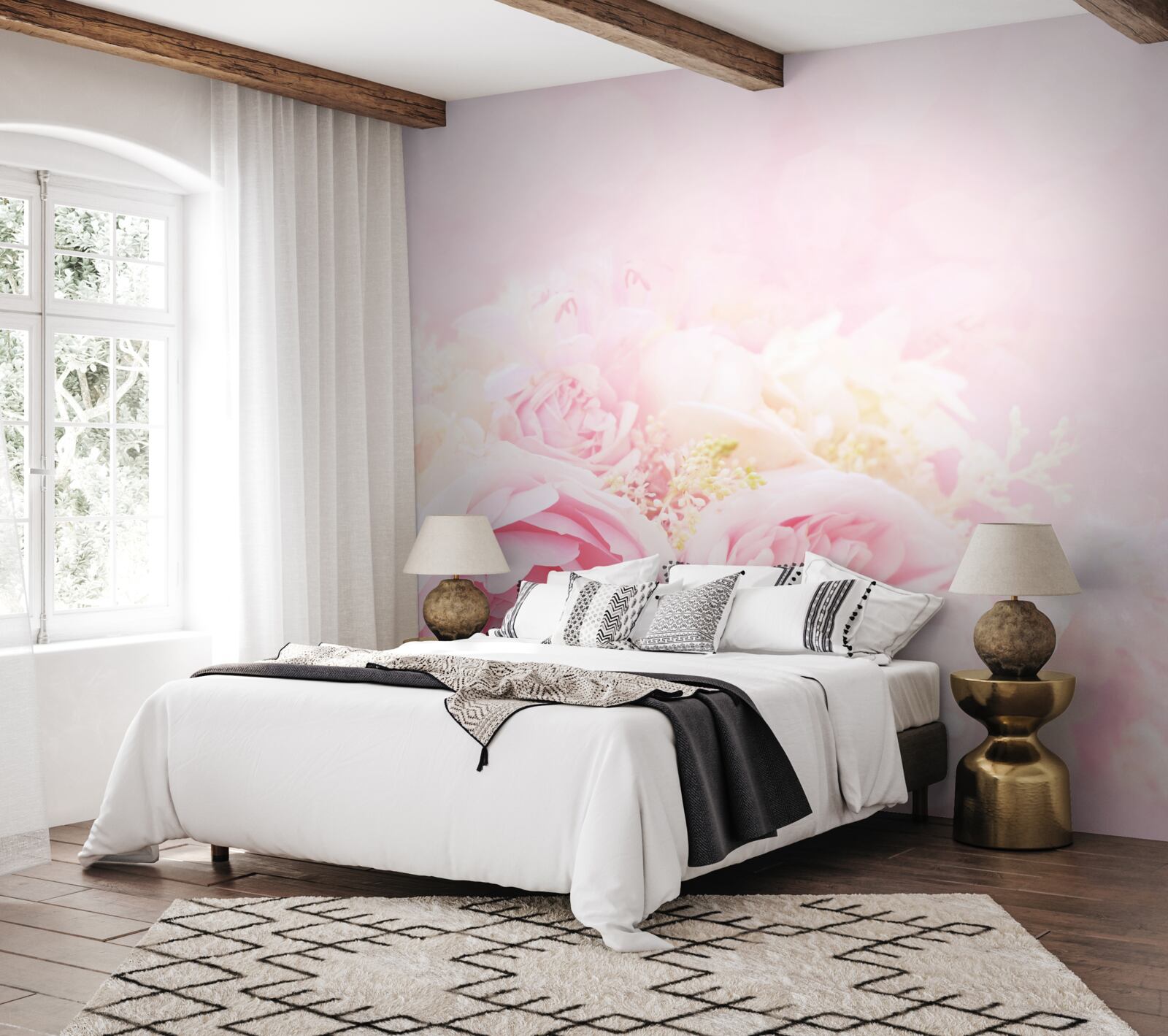 Фотошпалери набір півонієвих рожевих троянд