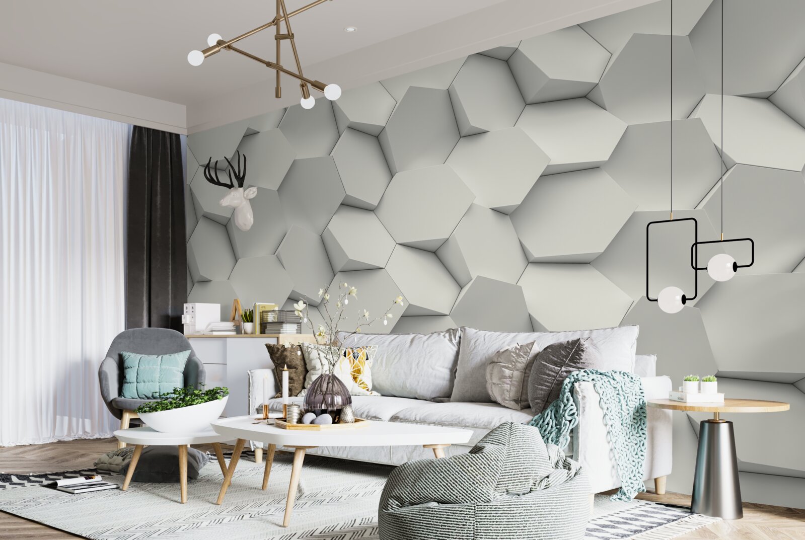 Фотошпалери шестикутники обертаються в різних напрямках