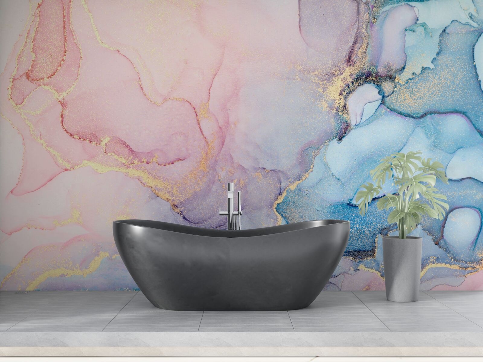 Фотошпалери над водою пливуть ніжно-рожеві хмаринки