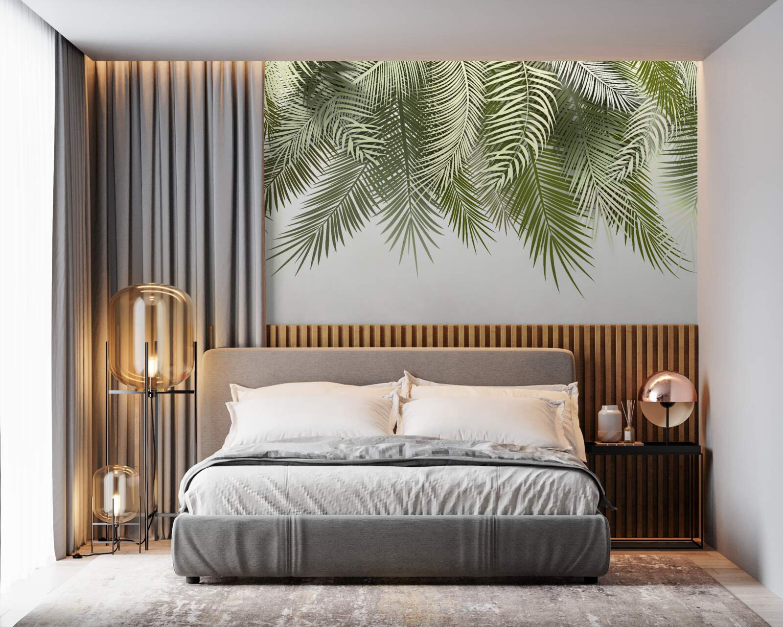 Фотошпалери папороть із зеленим відтінком, поникла