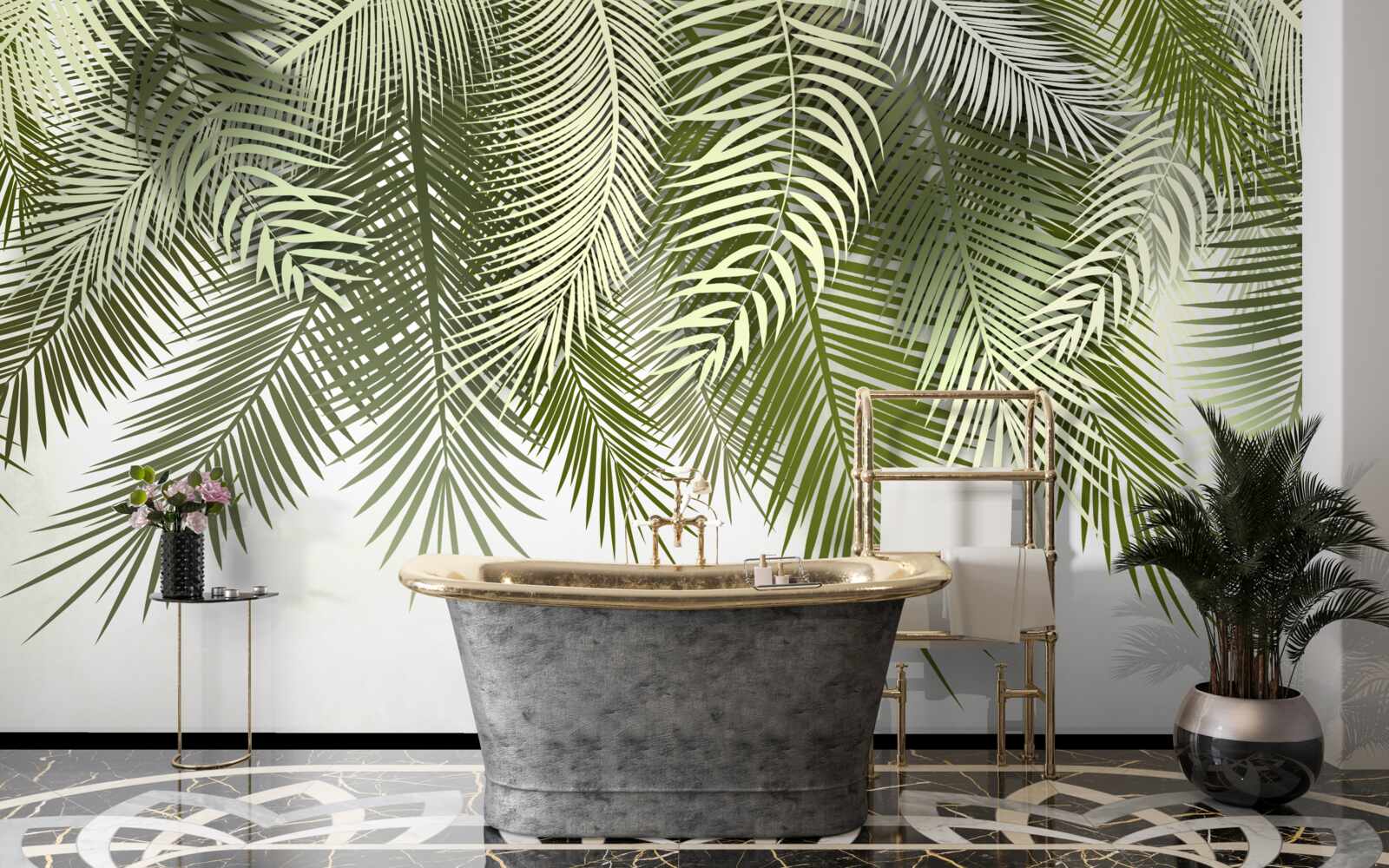 Фотошпалери папороть із зеленим відтінком, поникла