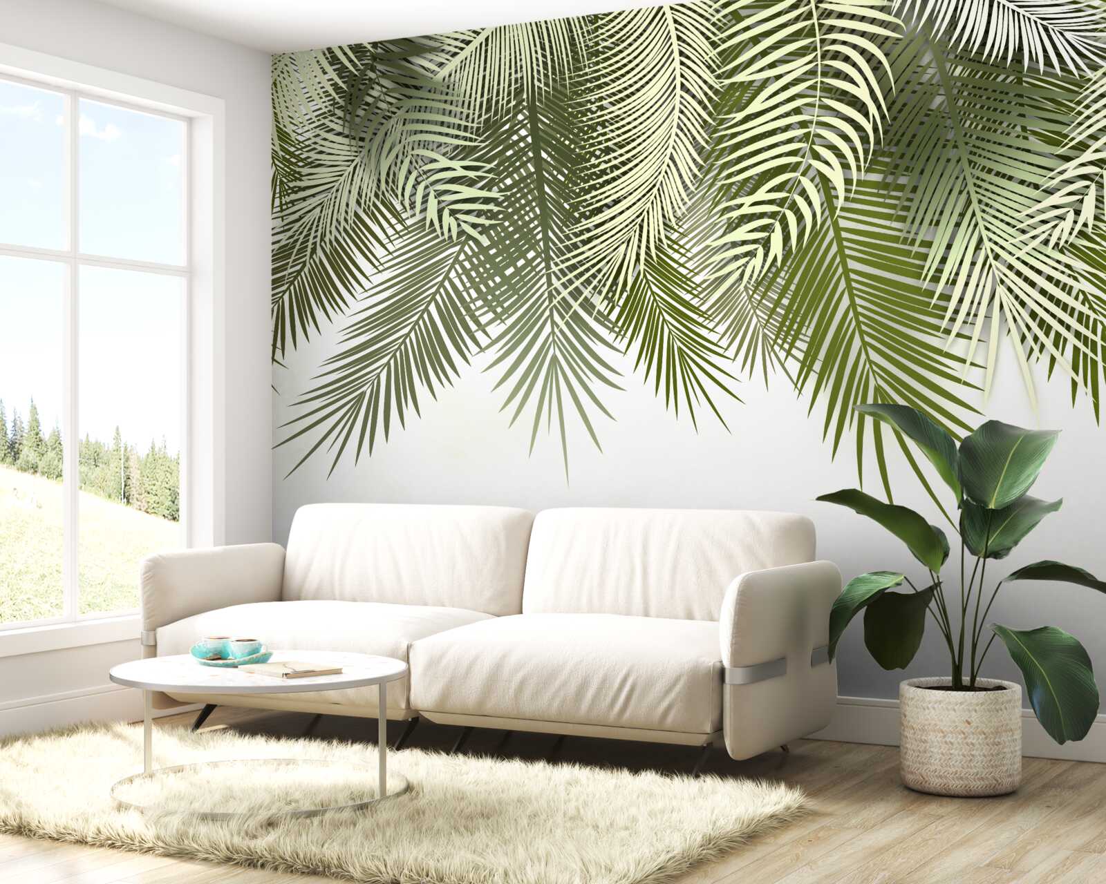 Фотошпалери папороть із зеленим відтінком, поникла